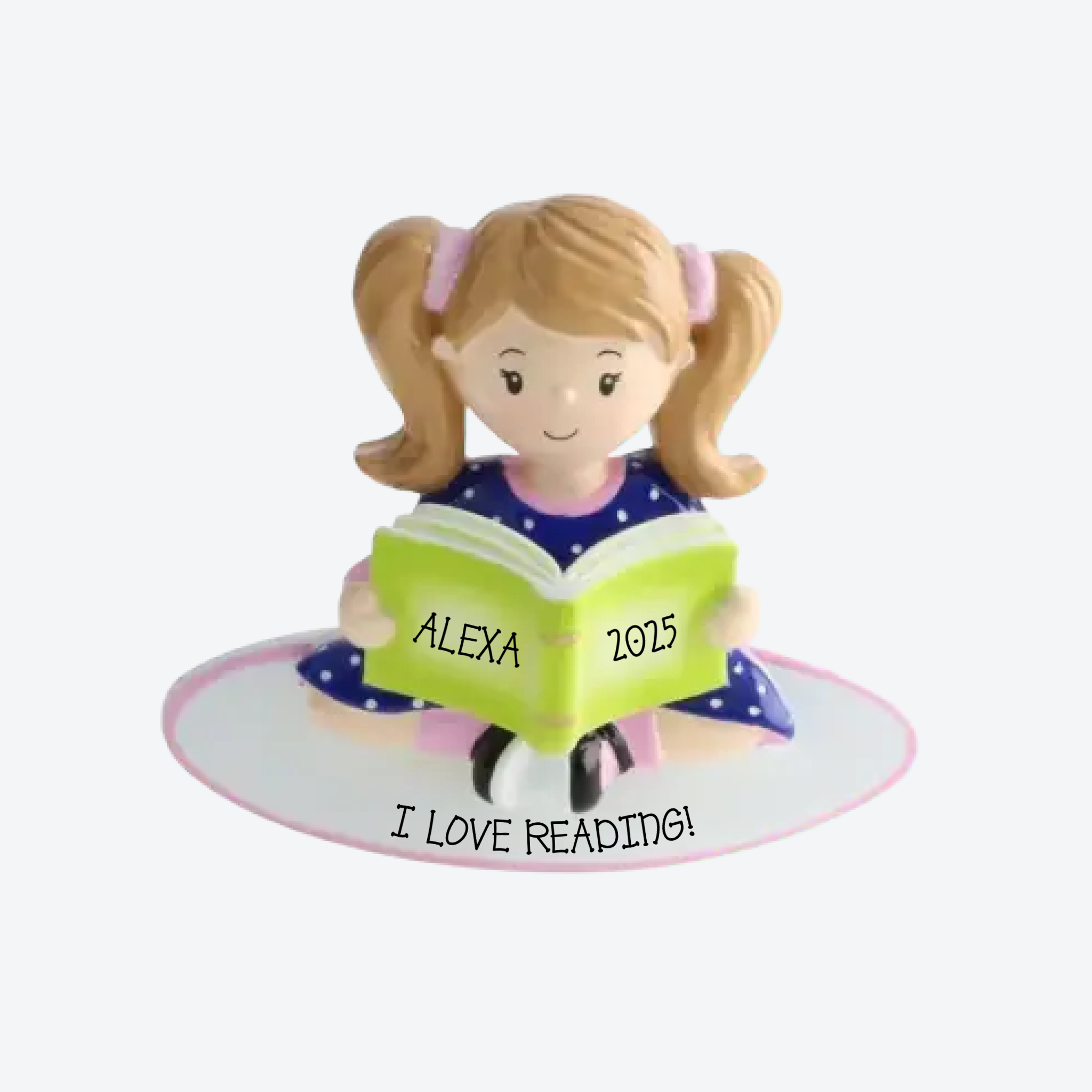 Girl Reading a Book Personalized Christmas Ornament