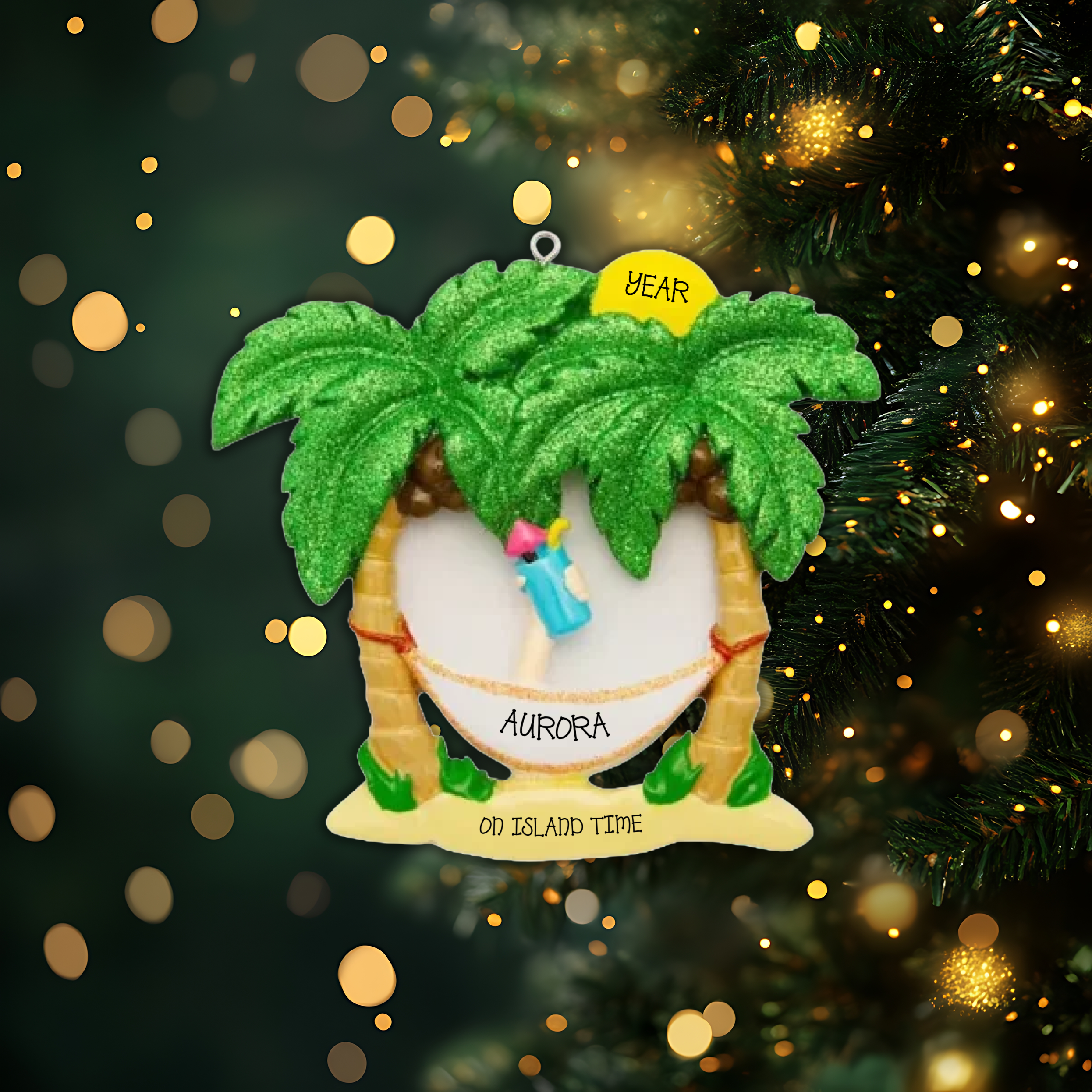 Beach Hammock Personalized Christmas Ornament