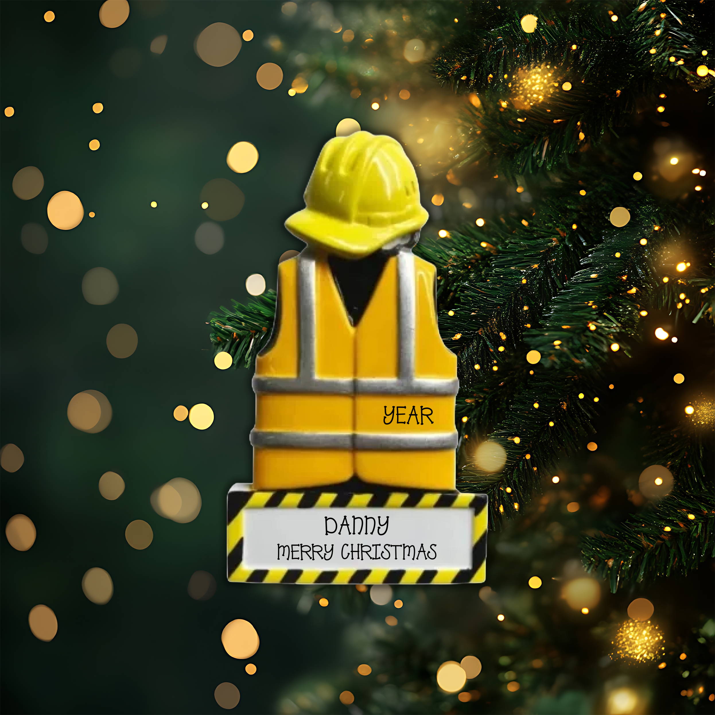 Construction Personalized Christmas Ornament