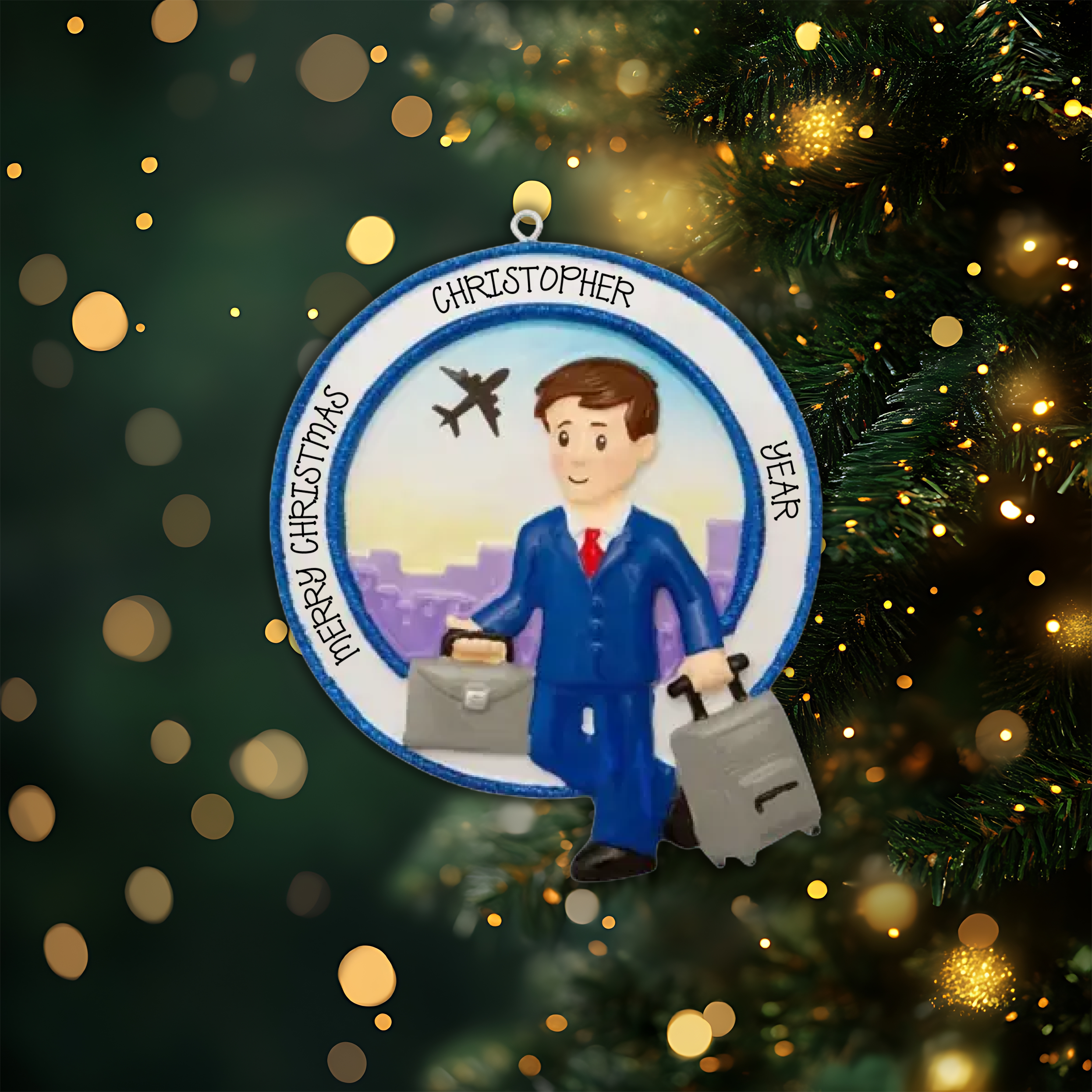 Business Travel Male Personalized Ornament