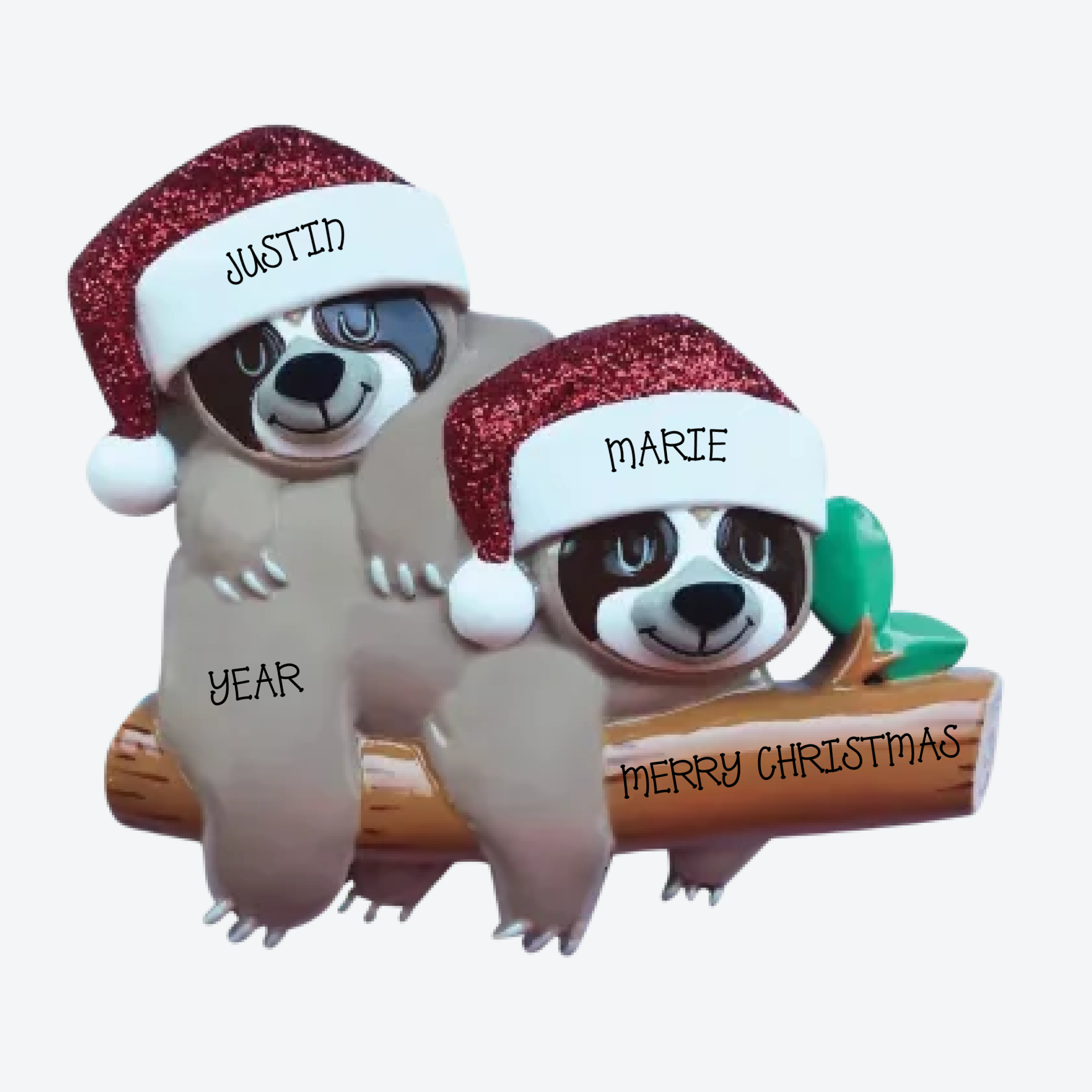 Sloth Couple Personalized Christmas Ornament