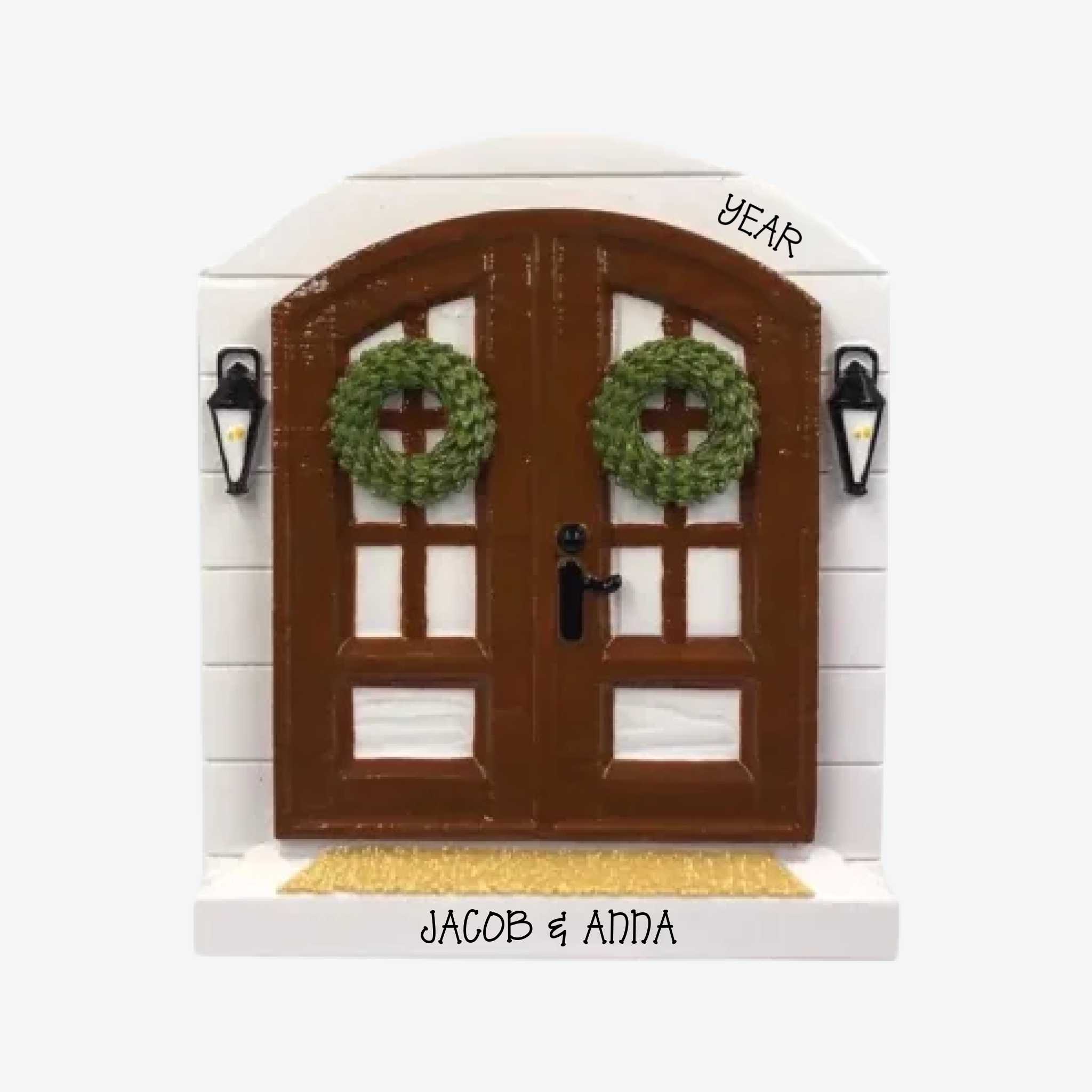 Farm House Door Personalized Christmas Ornament