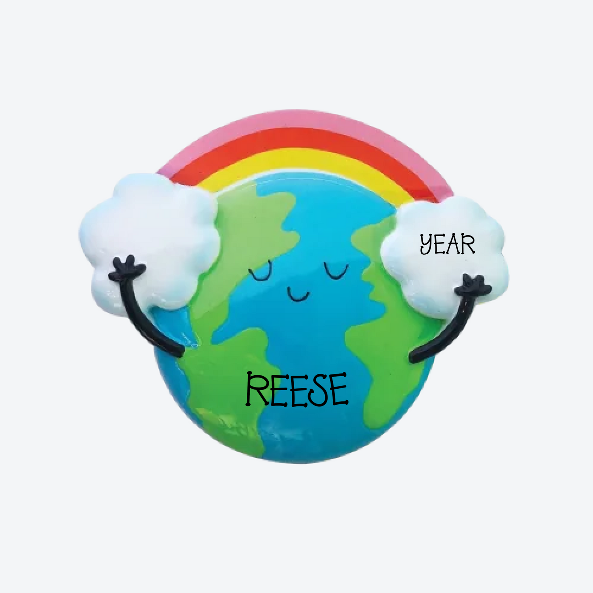 Rainbow With Clouds Personalized Christmas Ornament