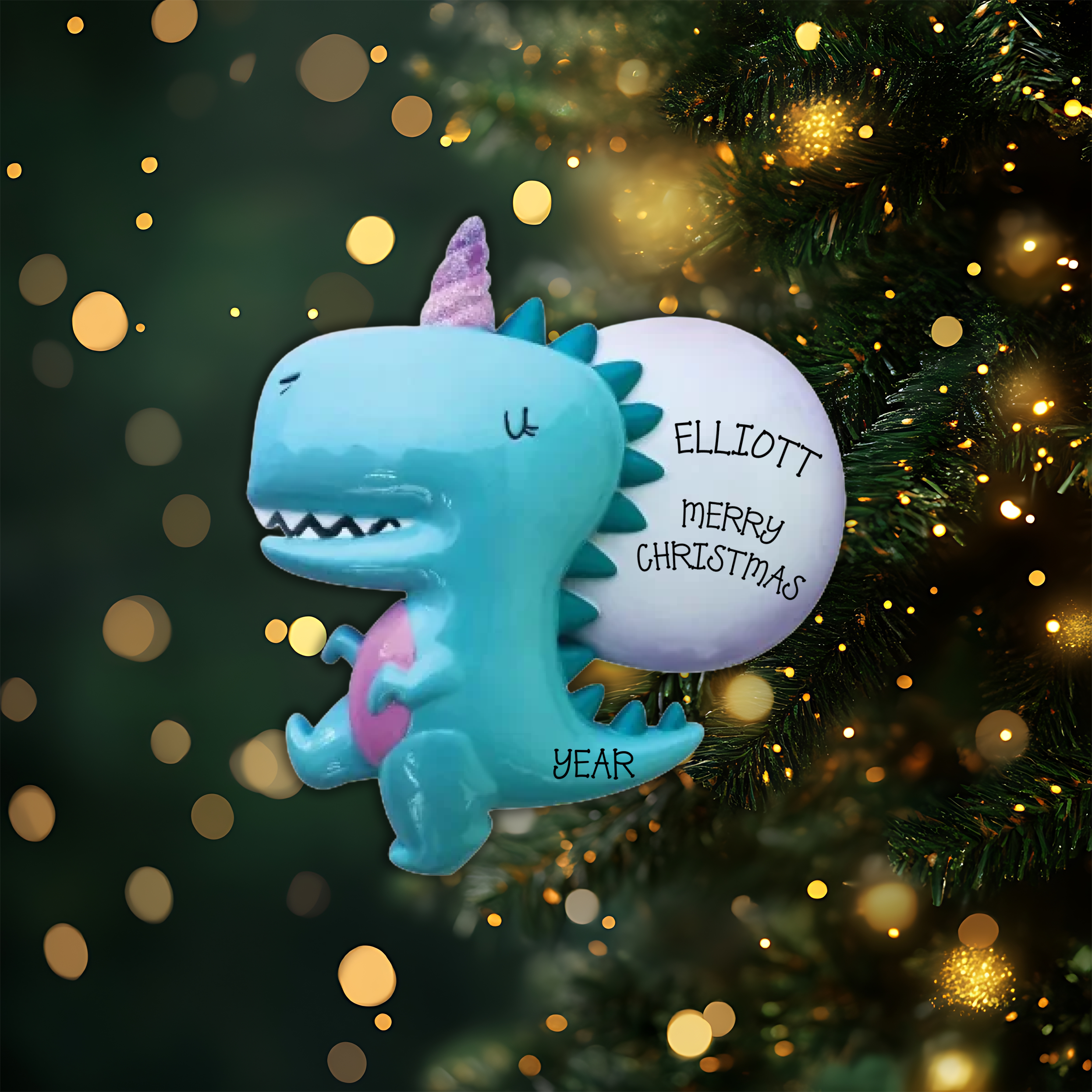 Dinocorn Personalized Christmas Ornament