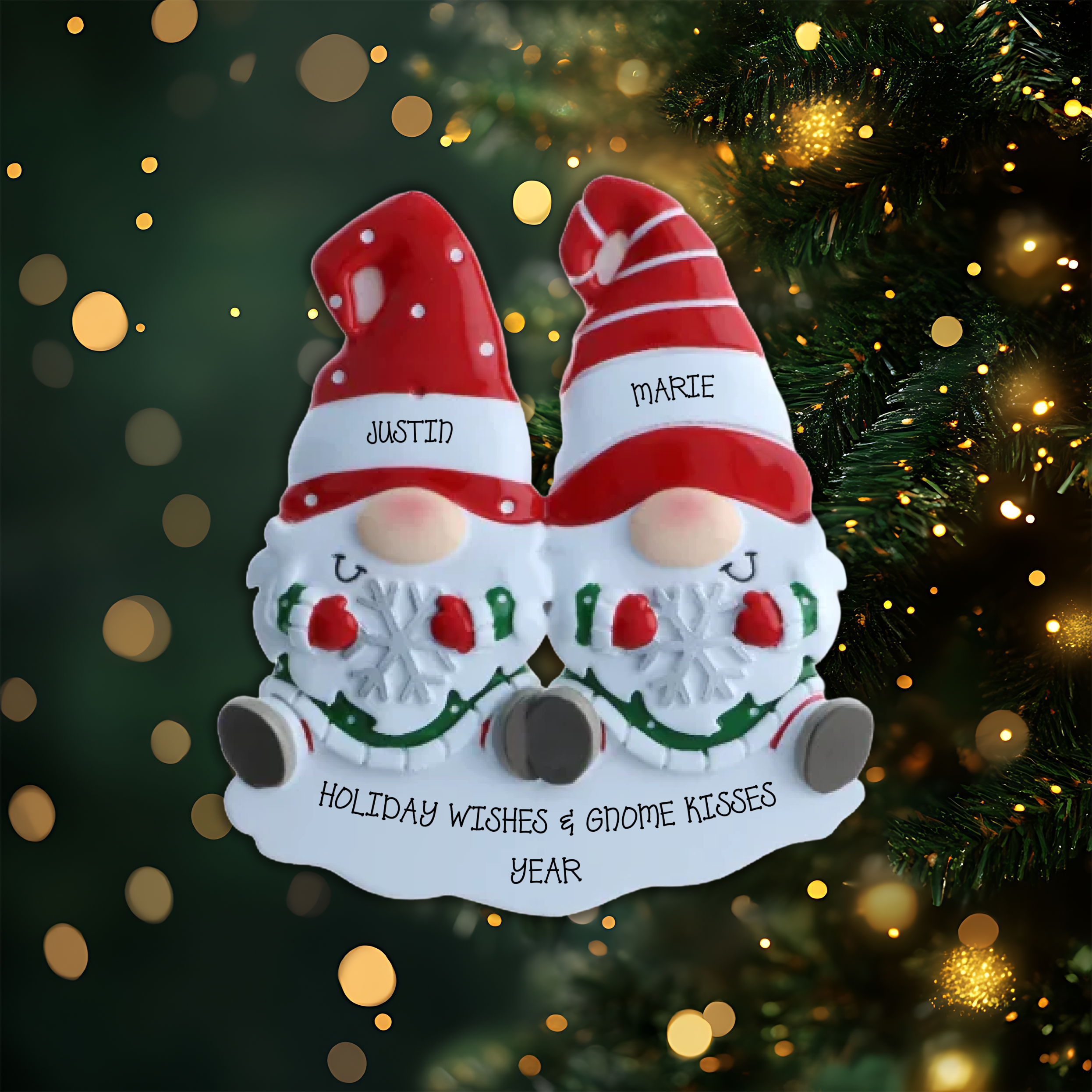 Gnome Couple Personalized Ornament