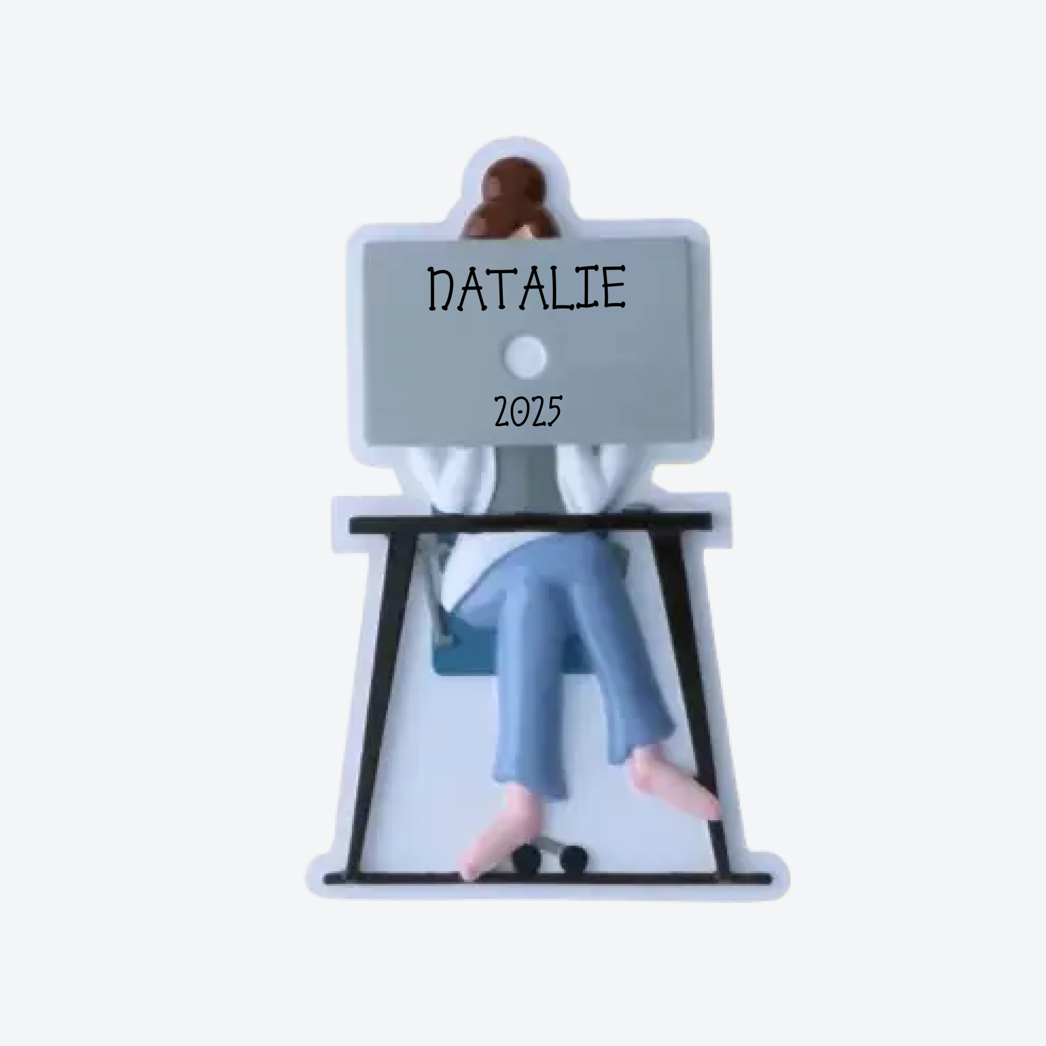 Zoom Call Female Personalized Christmas Ornament