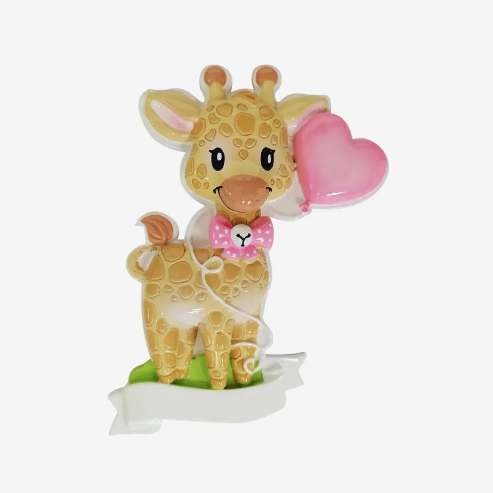 Giraffe Pink Personalized Christmas Ornament