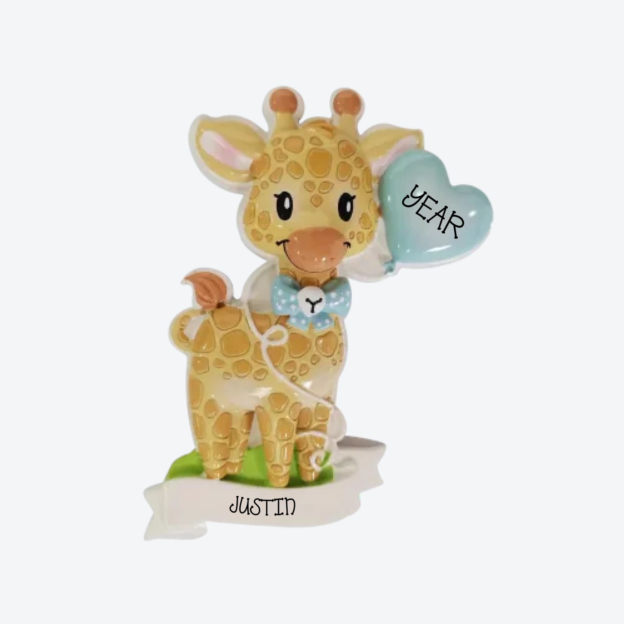 Giraffe Blue Personalized Christmas Ornament
