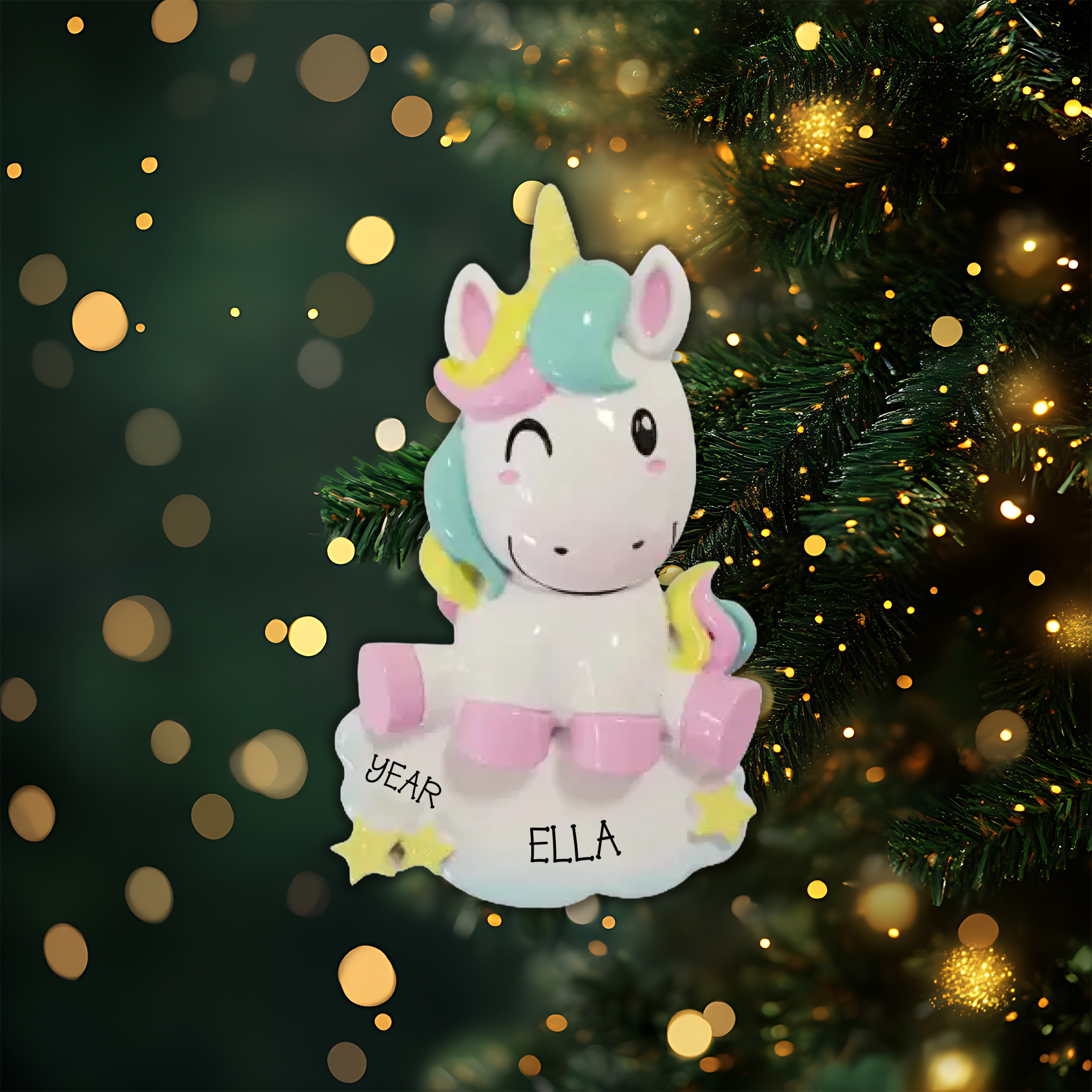 Unicorn Personalized Christmas Ornament