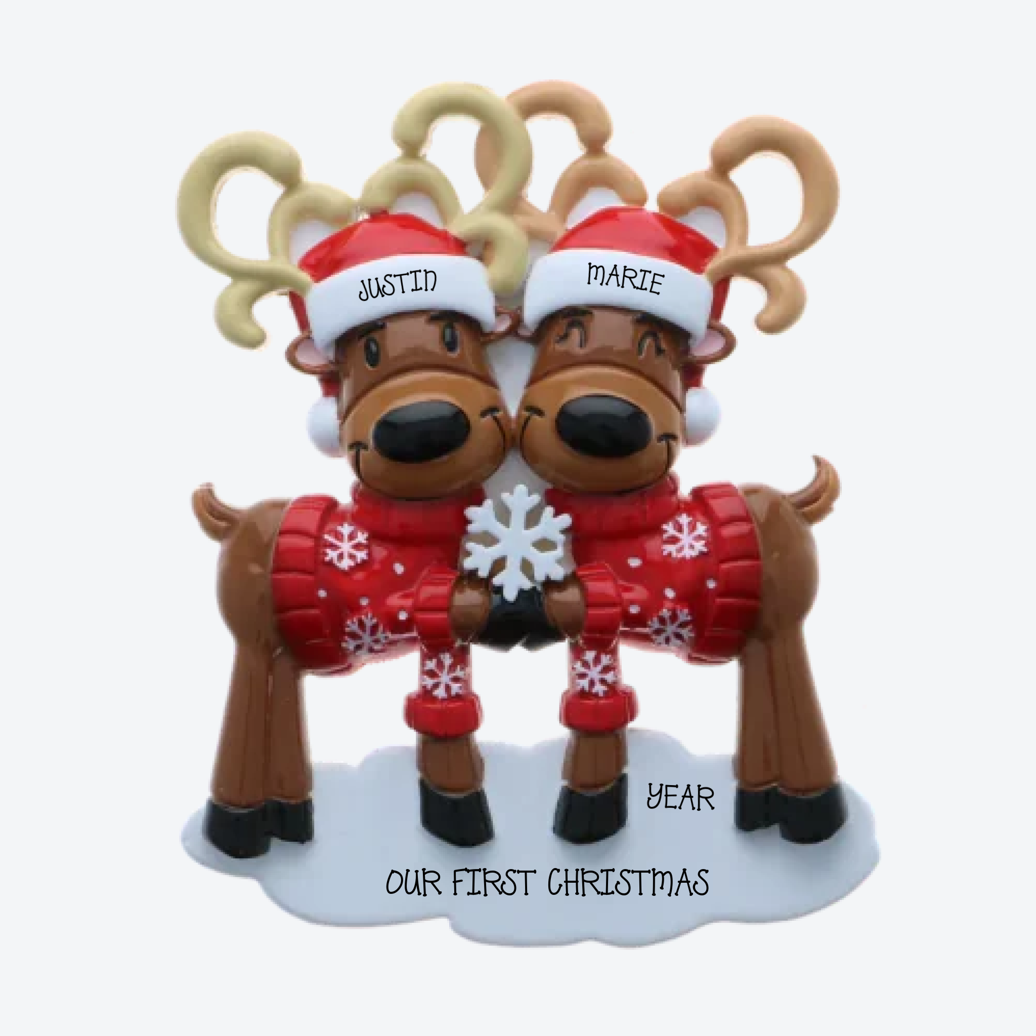 Mr. andMrs. Reindeer Couple Personalized Christmas Ornament