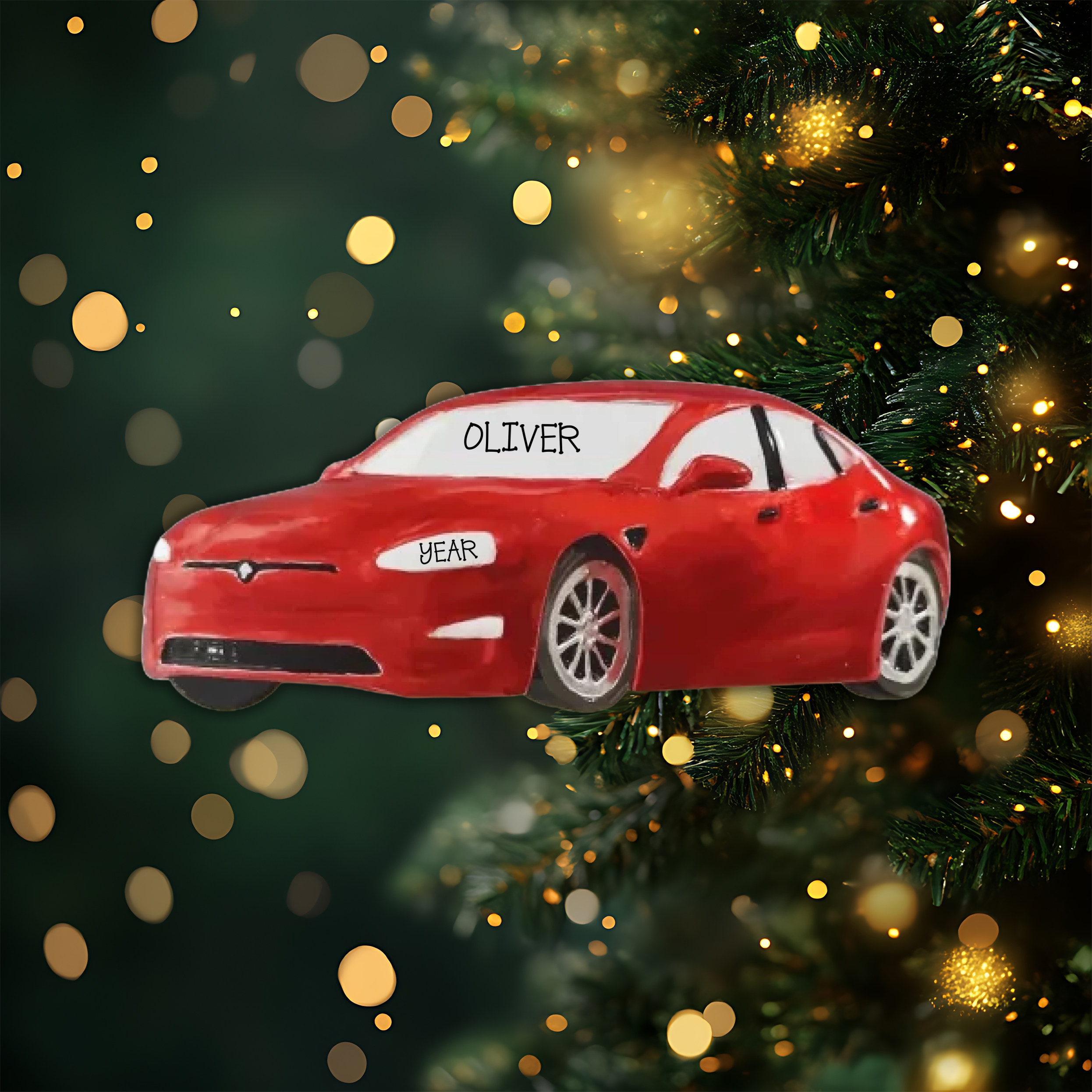 Electric Car Personalized Christmas Ornament