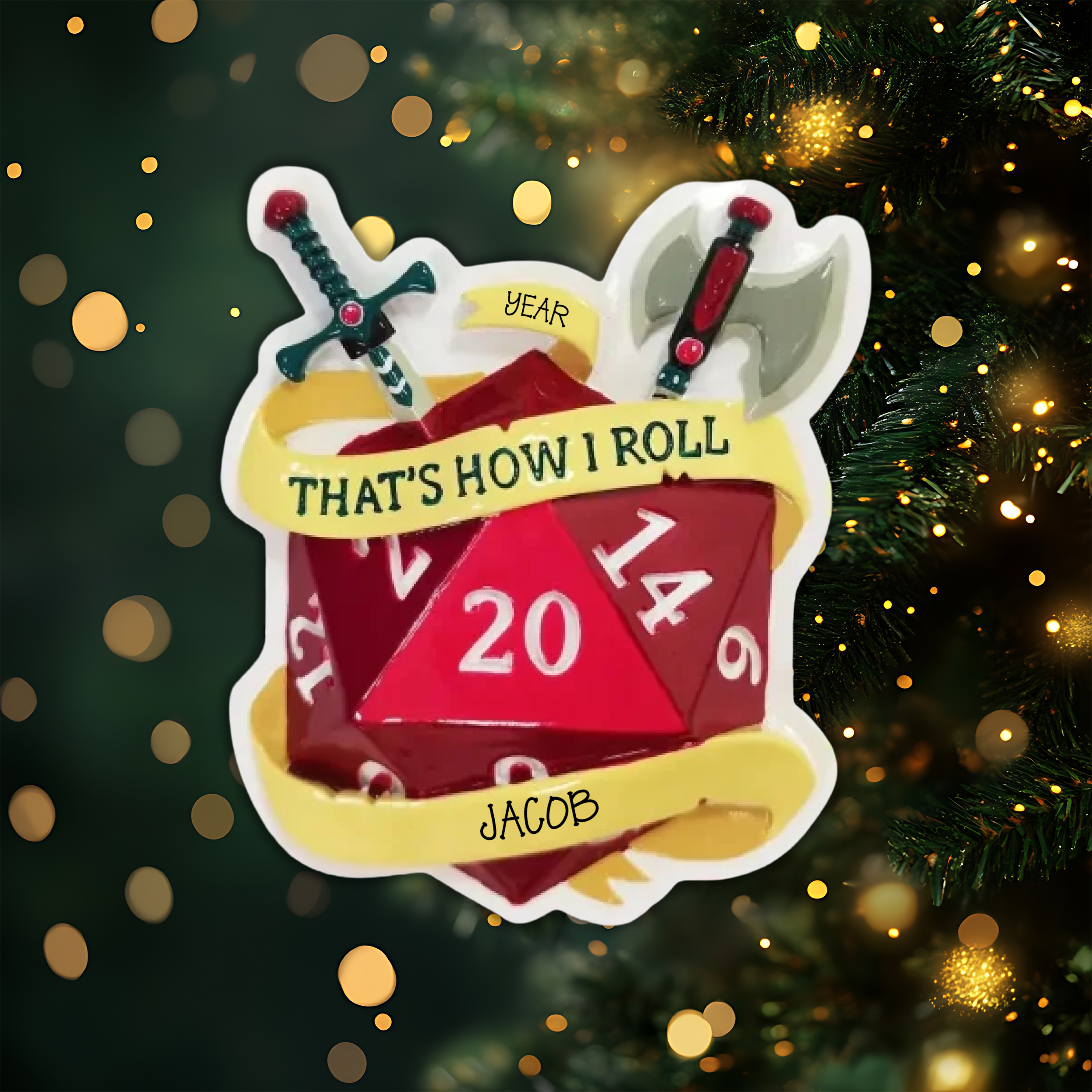 RPG Dice Personalized Christmas Ornament