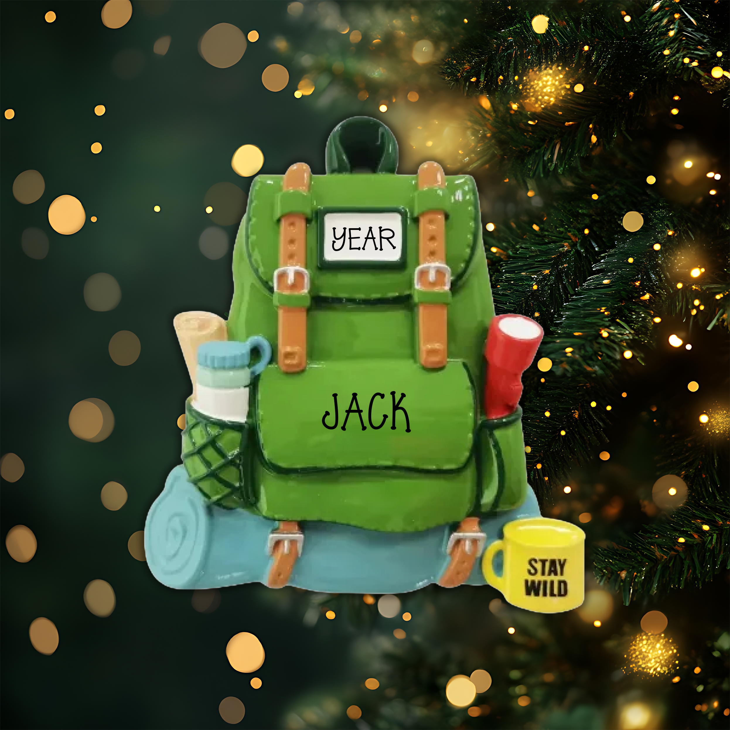 Hiking Backpack Personalized Christmas Ornament