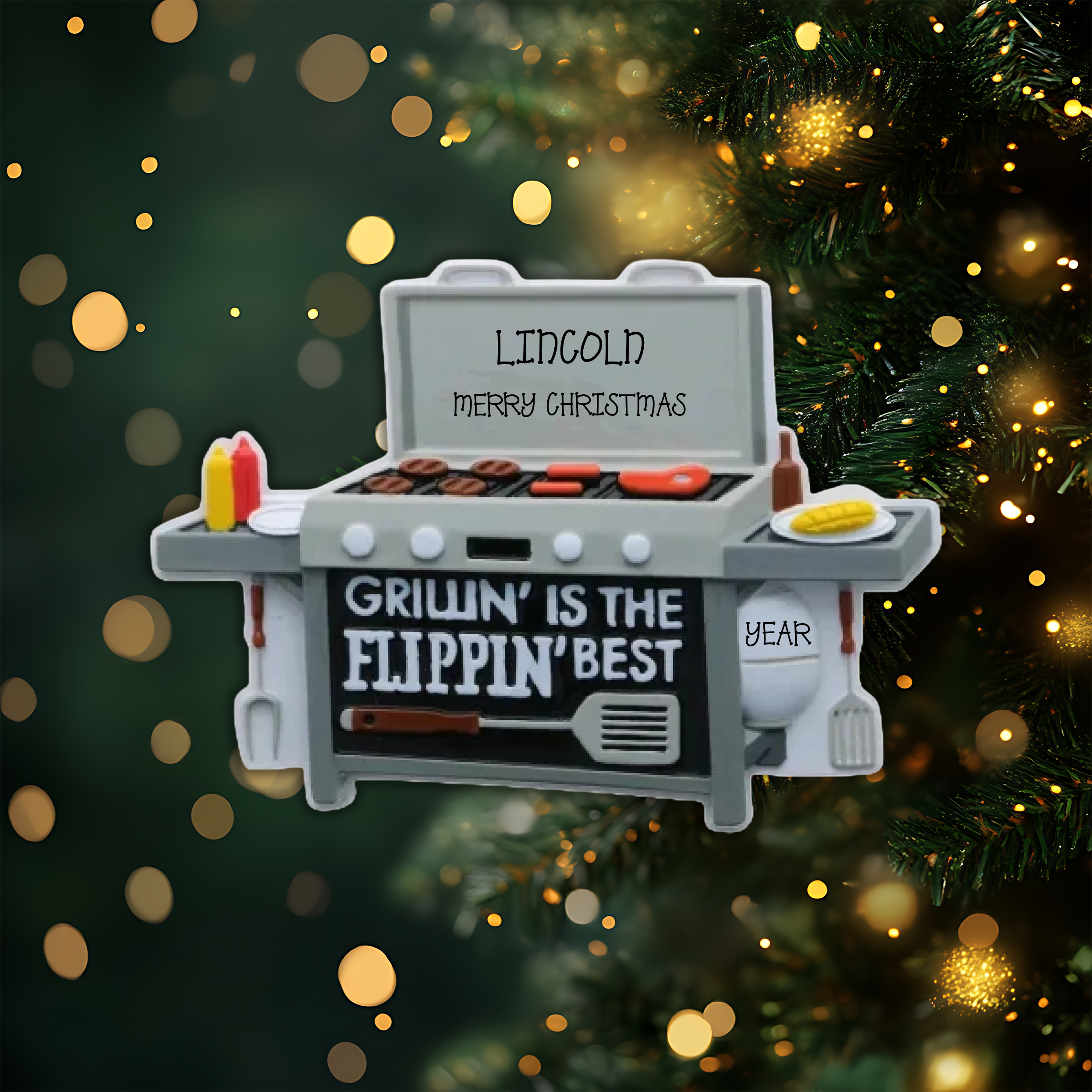 Grilling Personalized Christmas Ornament