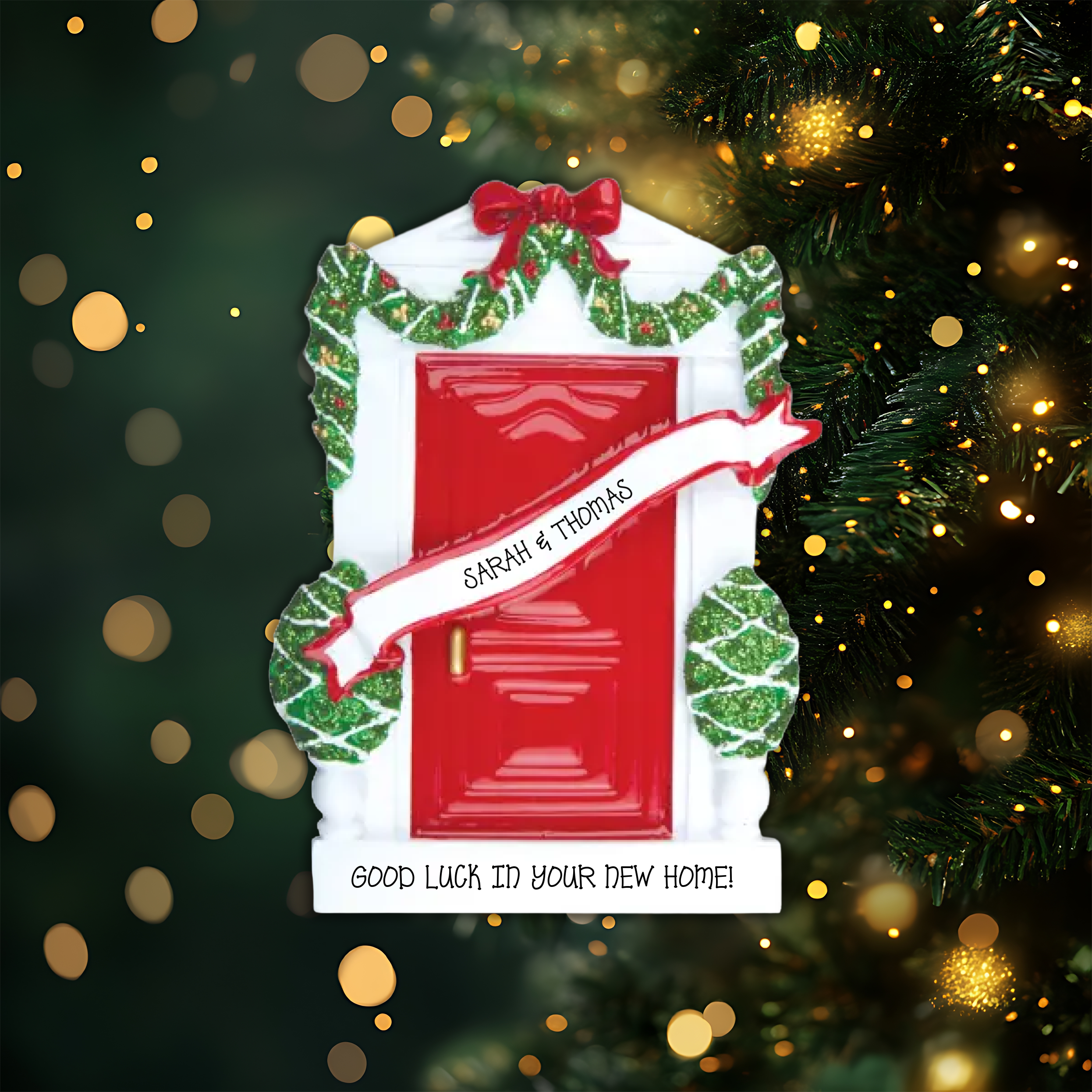 Red Door Personalized Christmas Ornament