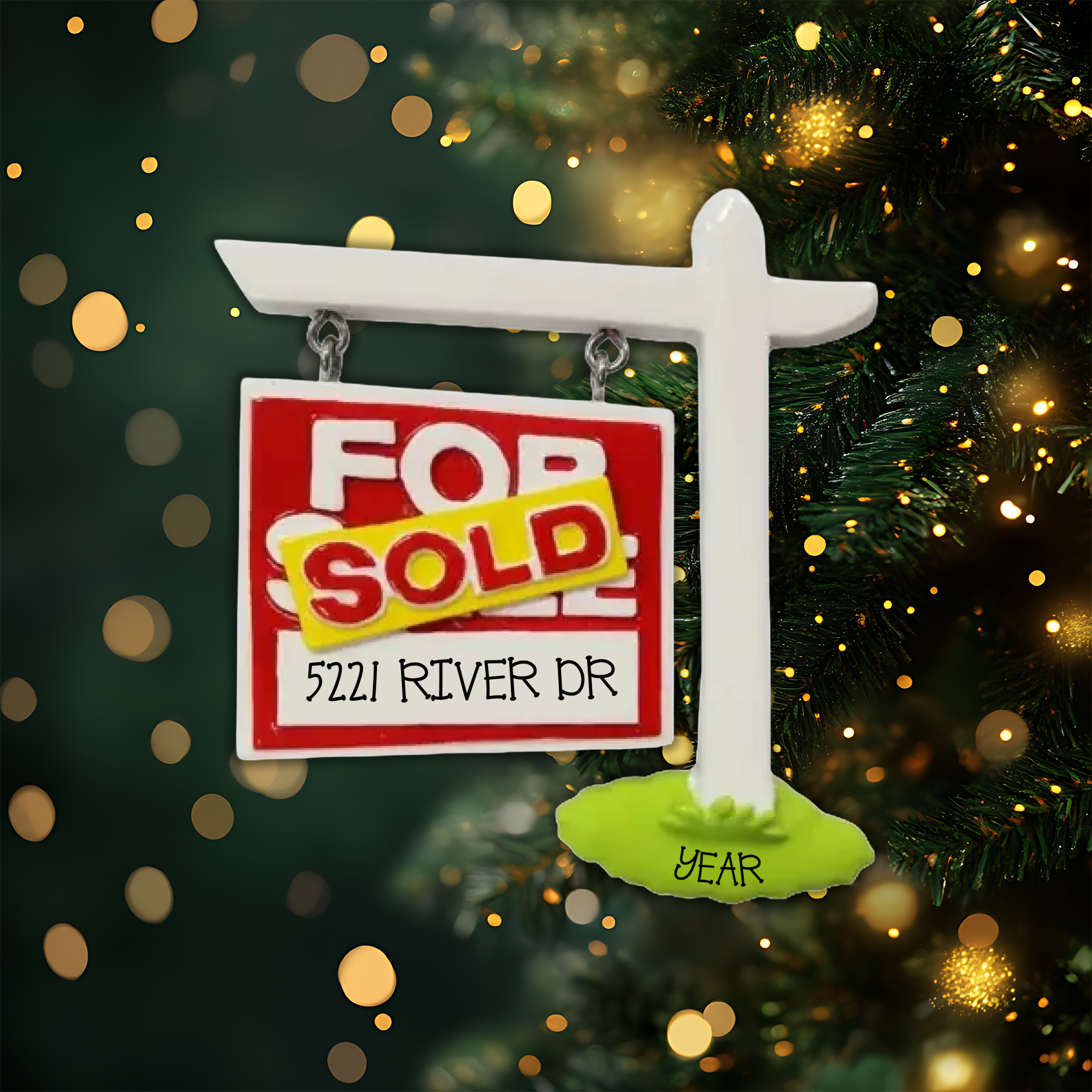 For Sale/Sold Realtor Sign Personalized Christmas Ornament
