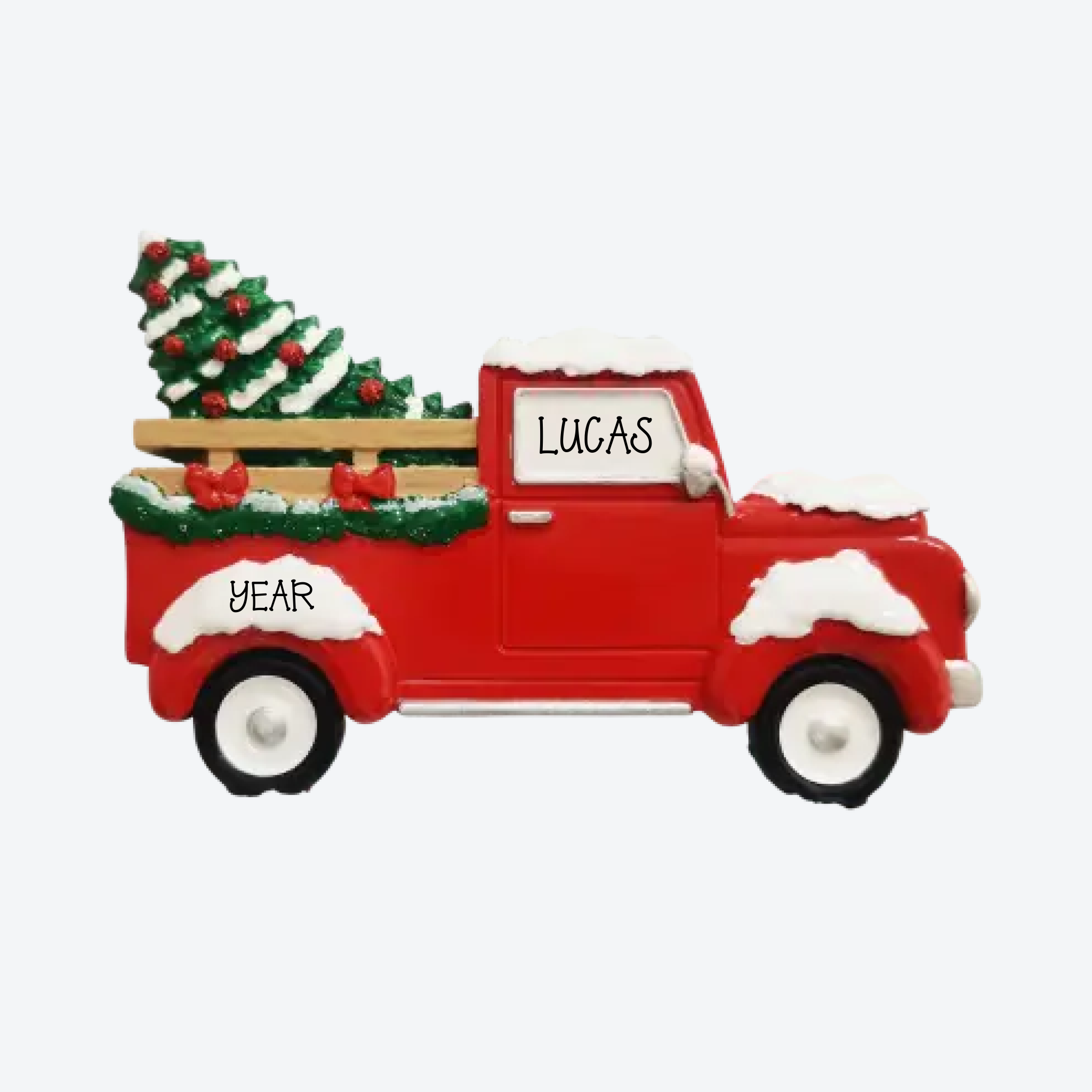 Red Truck w/Xmas Tree Personalized Christmas Ornament