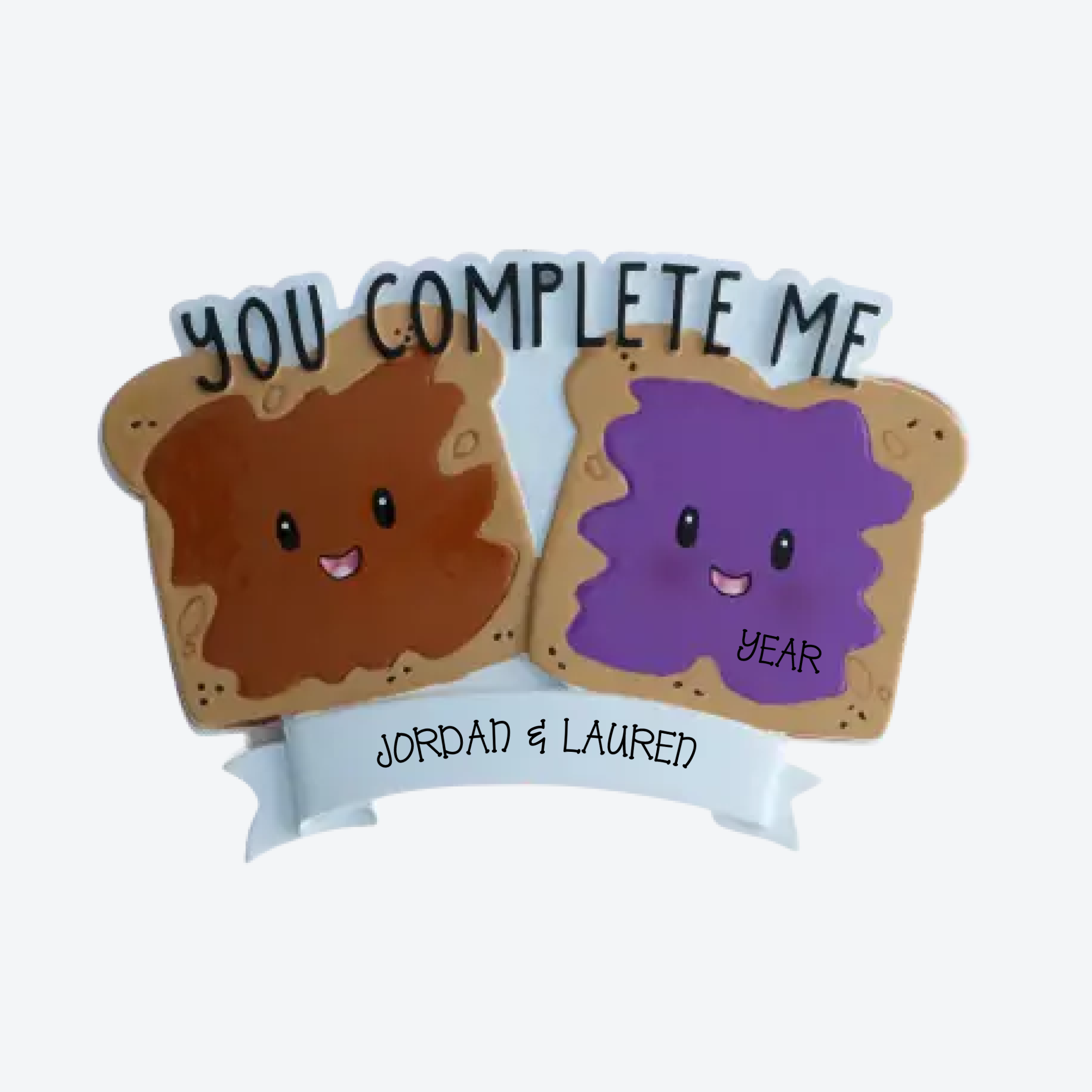 PB and J You Complete Me Personalized Christmas Ornament