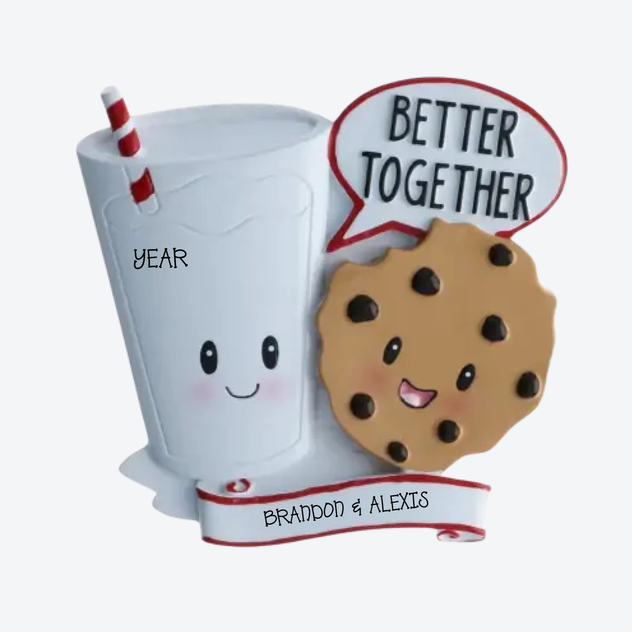 Better Together Milk &amp; Cookies Personalized Christmas Ornament