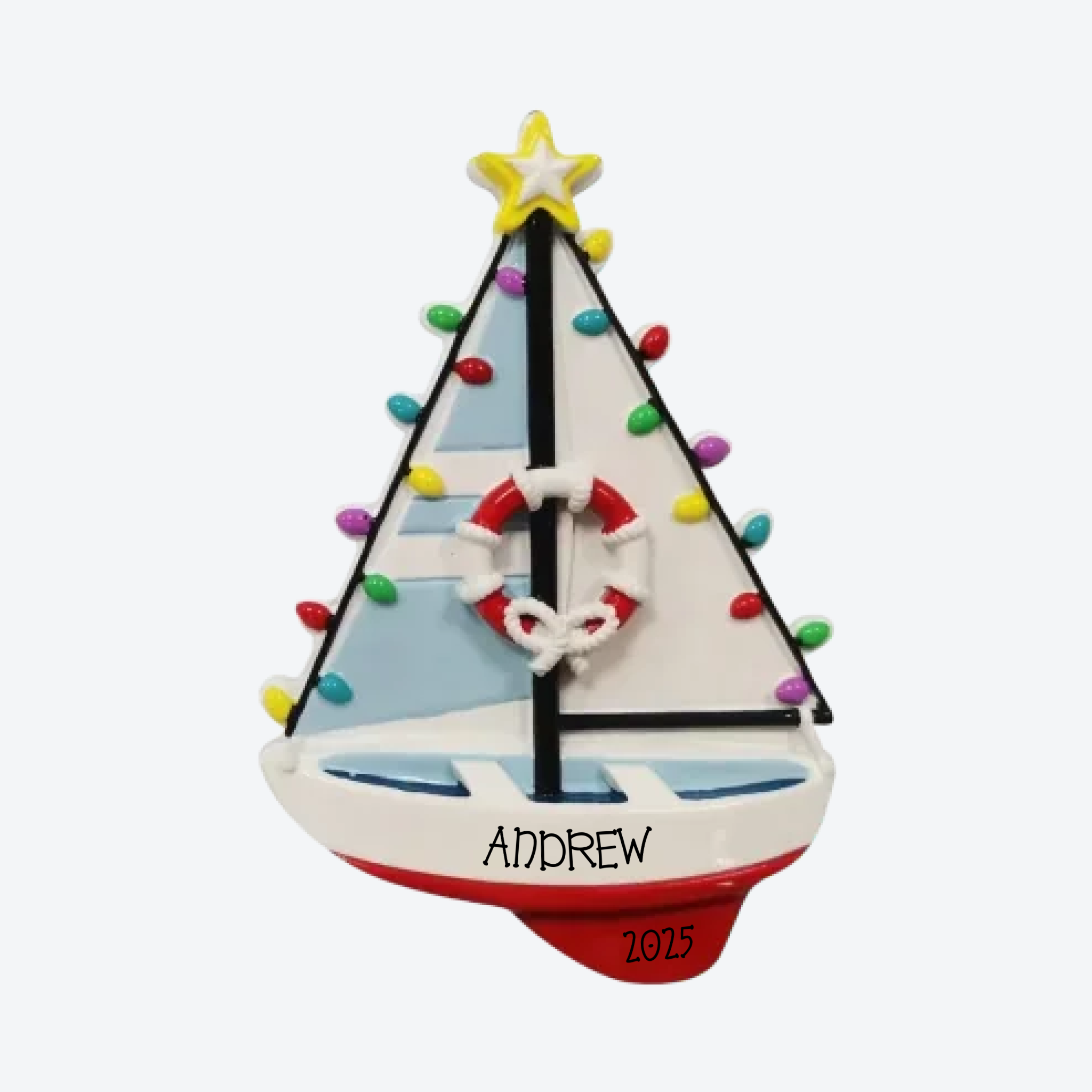 Sailboat Personalized Christmas Ornament