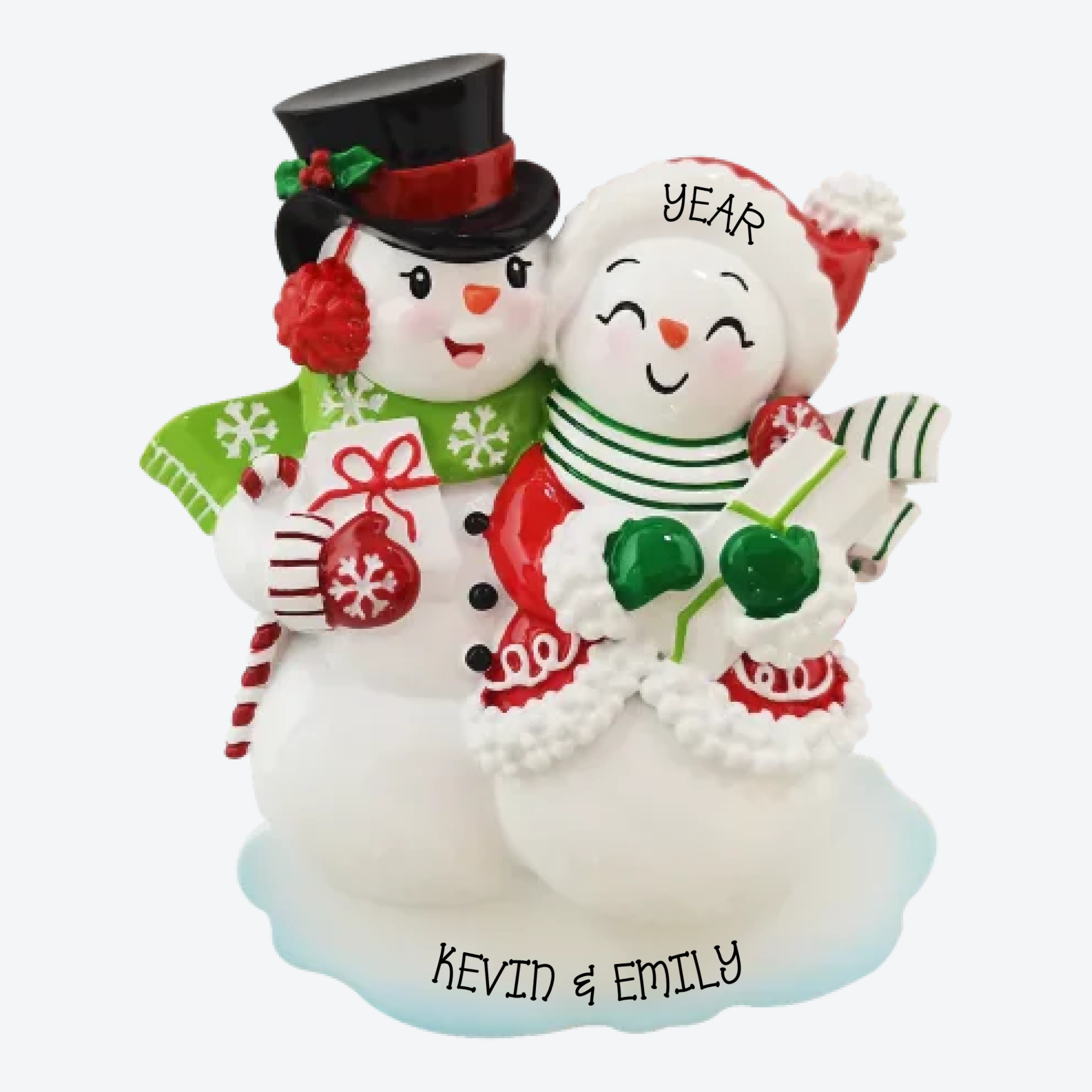 Snowmen Couple Personalized Christmas Ornament