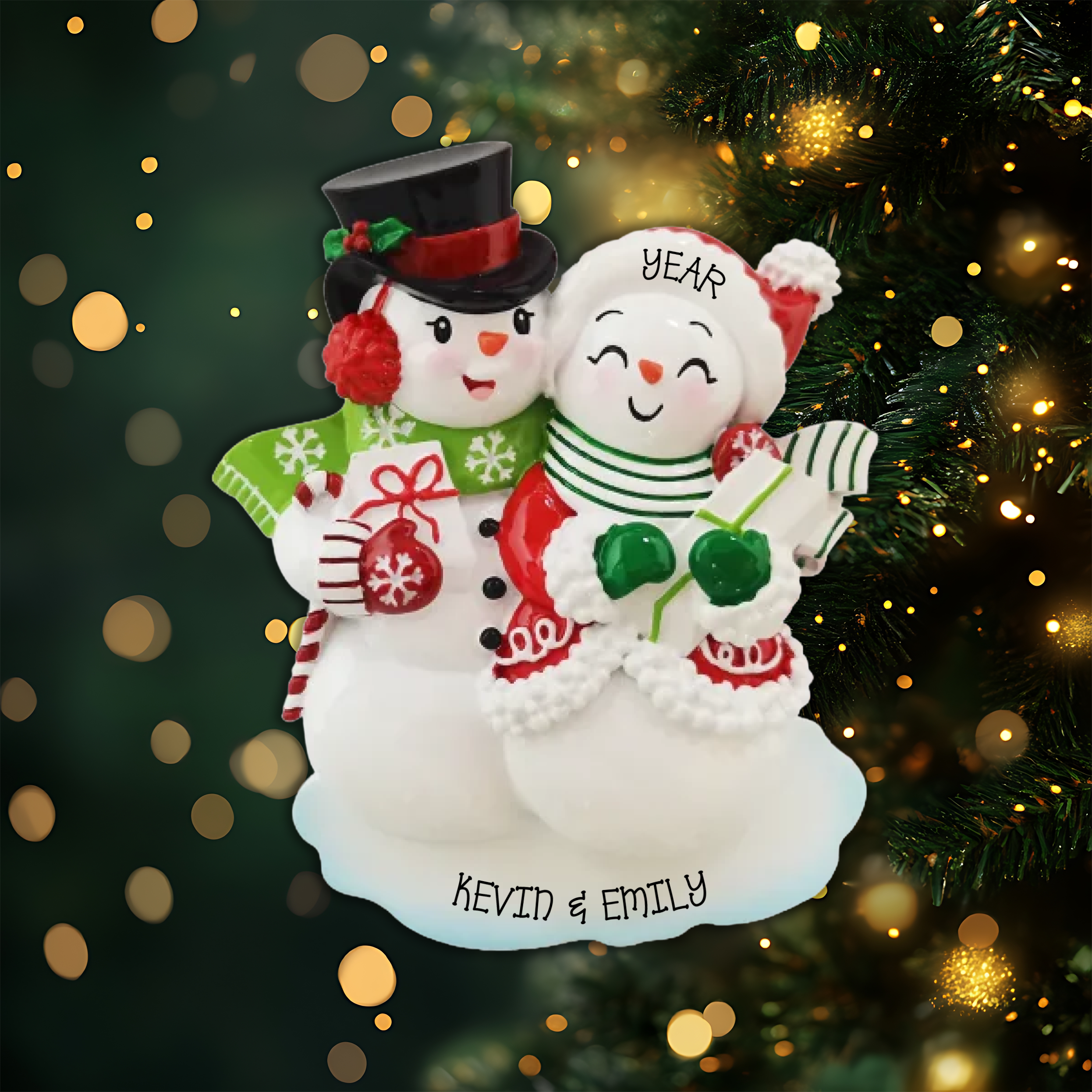 Snowmen Couple Personalized Christmas Ornament