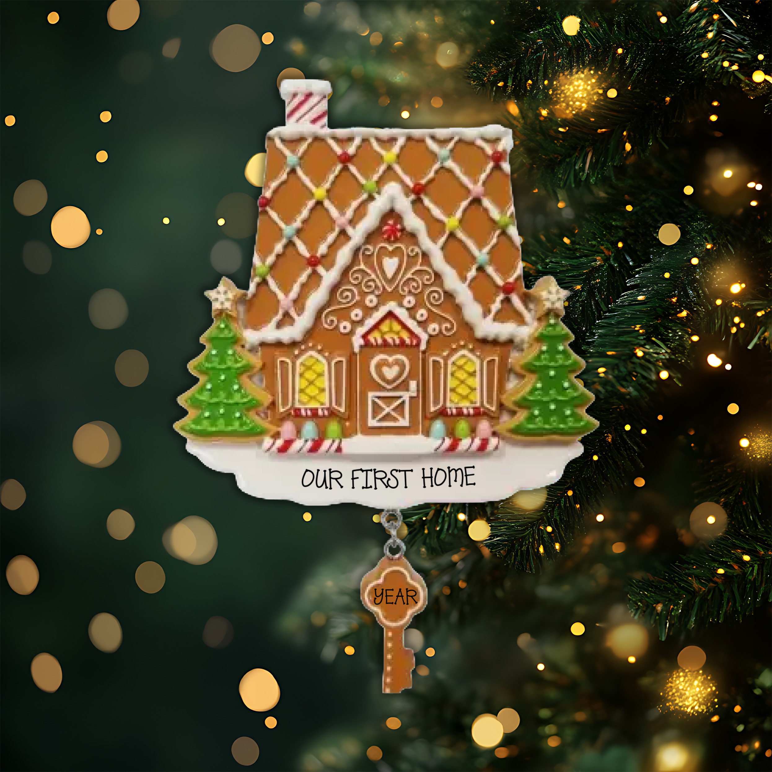 Gingerbread Our First Home Personalized Christmas Ornament