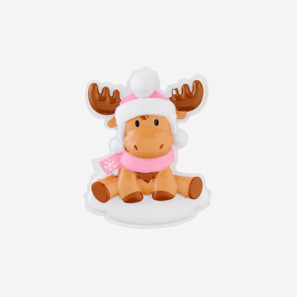 Moose Baby Pink Personalized Christmas Ornament