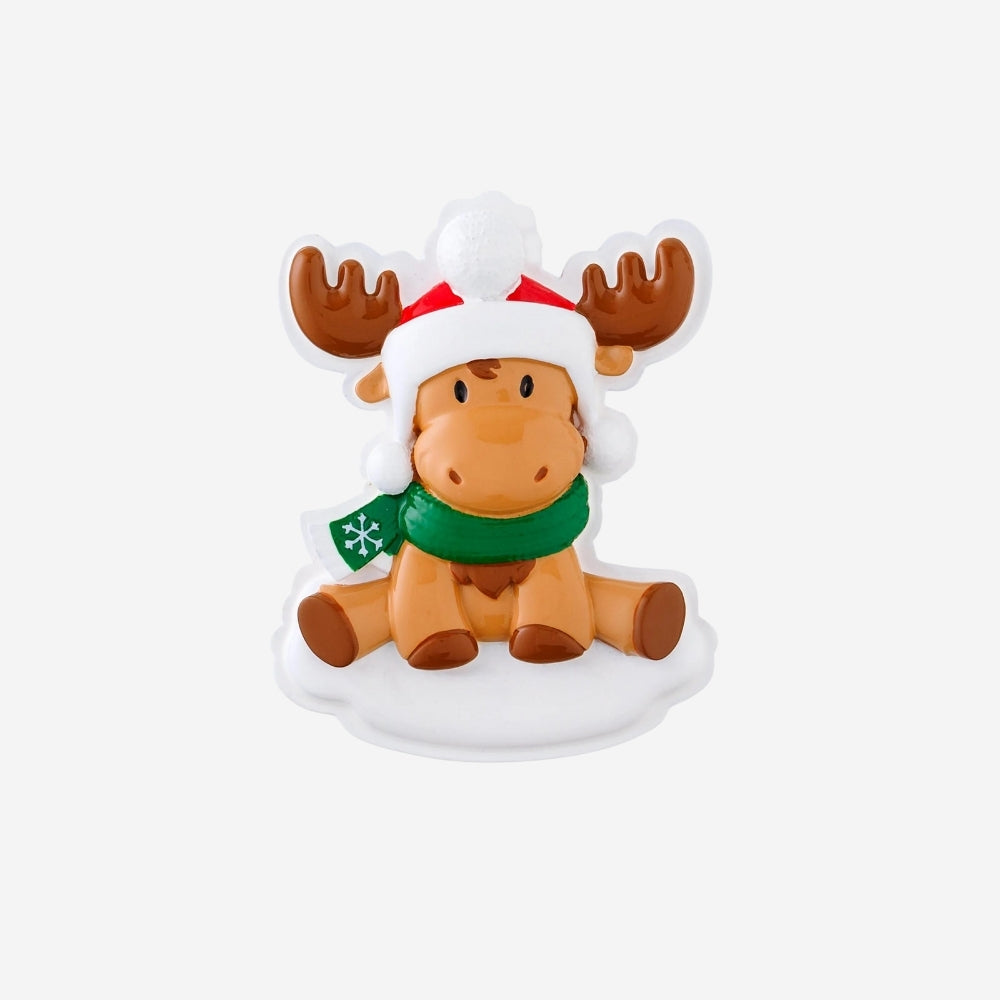 Moose Baby Red &amp; Green Personalized Christmas Ornament