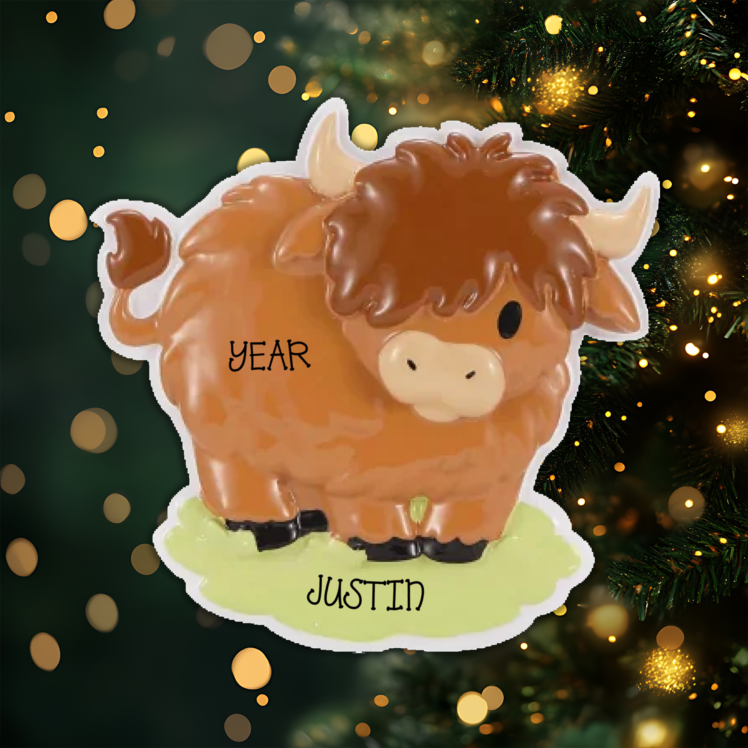 Highland Cow Personalized Christmas Ornament