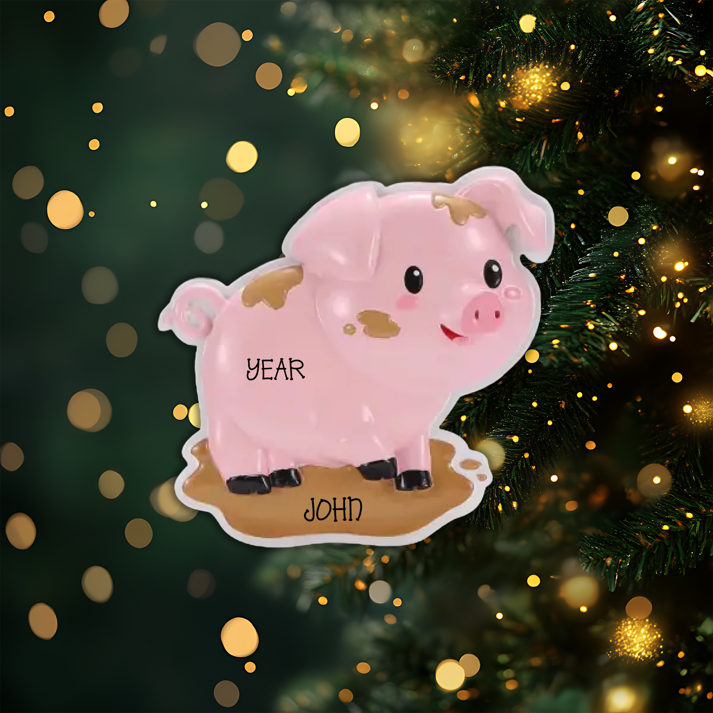 Pig Personalized Christmas Ornament