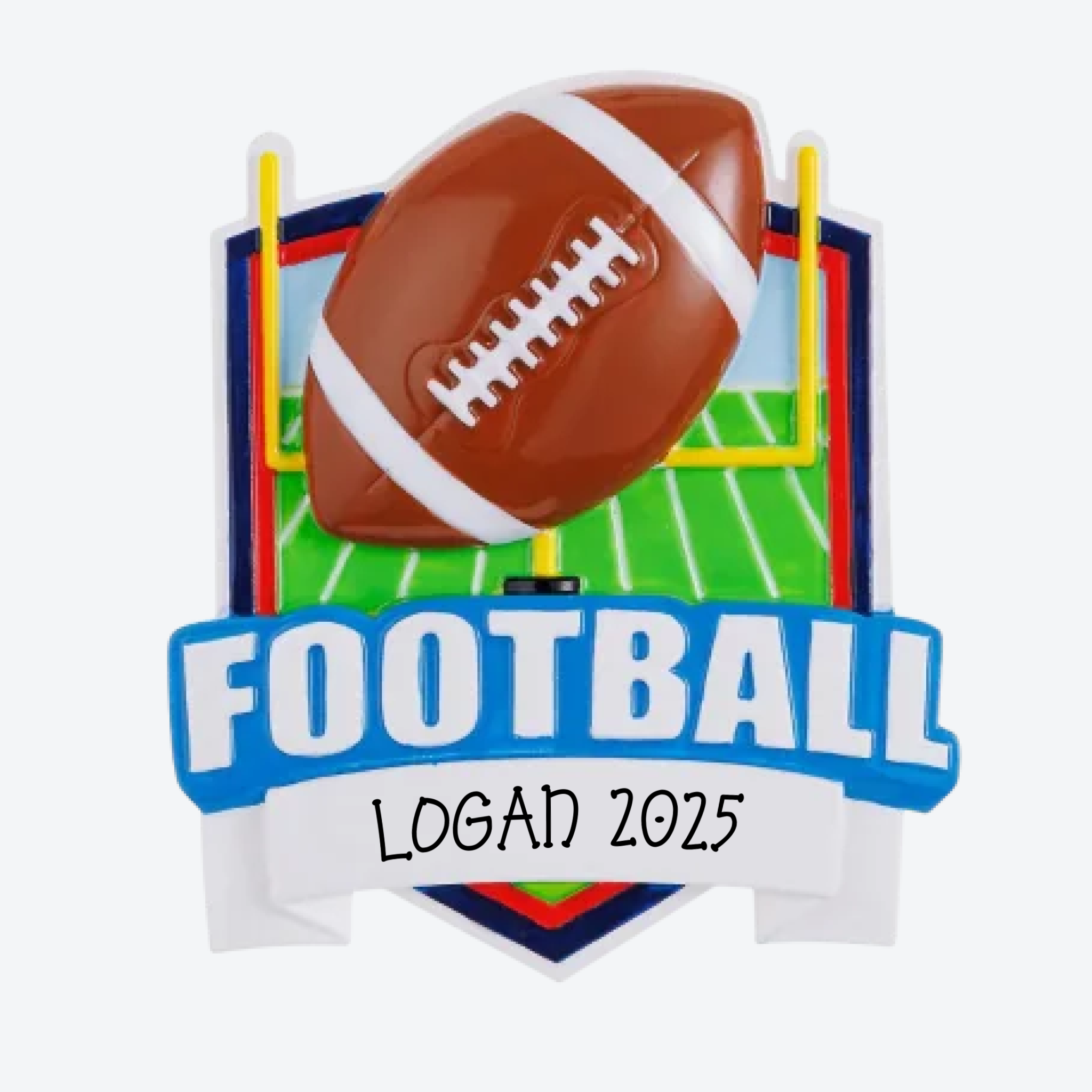 New Football Shield Personalized Christmas Ornament