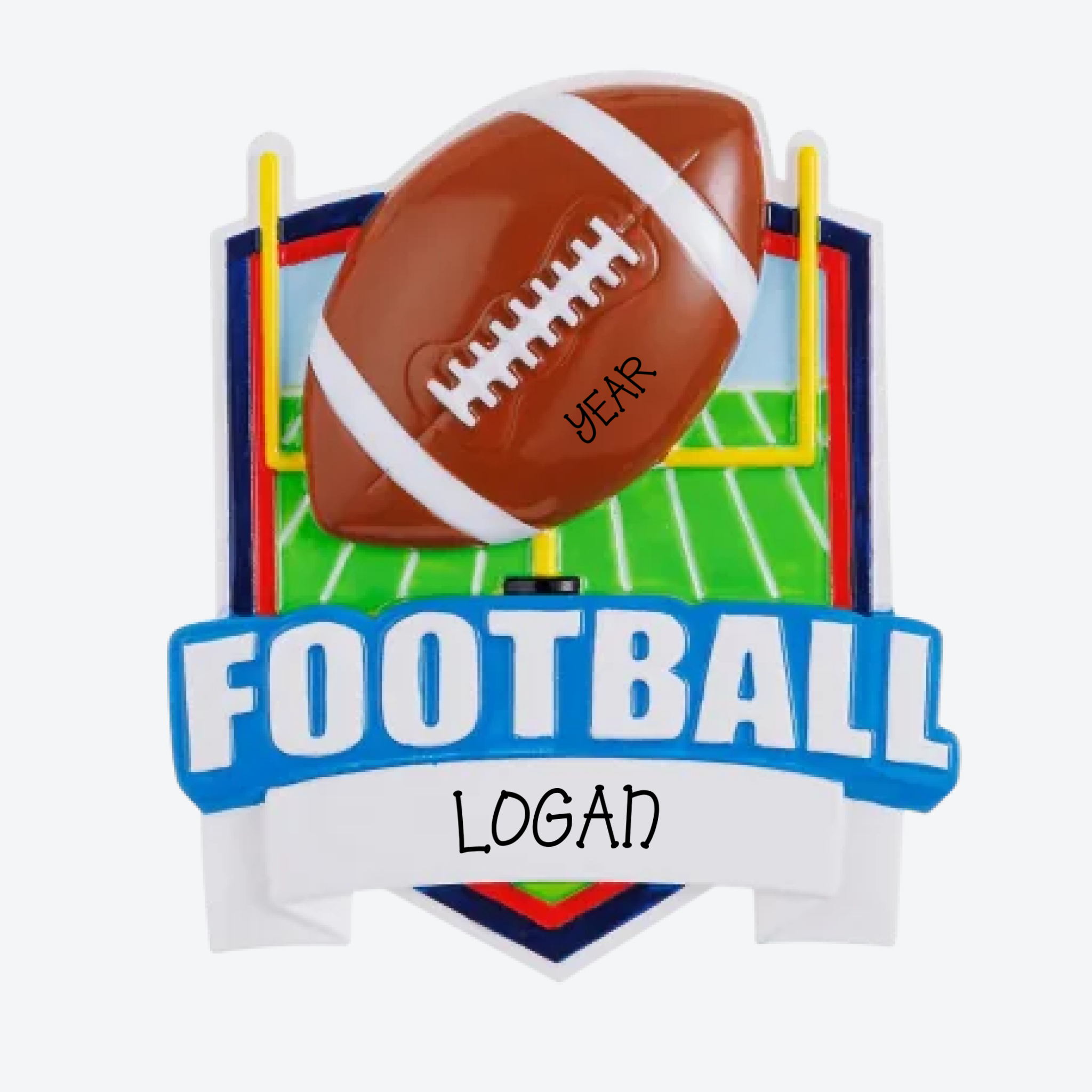 New Football Shield Personalized Christmas Ornament
