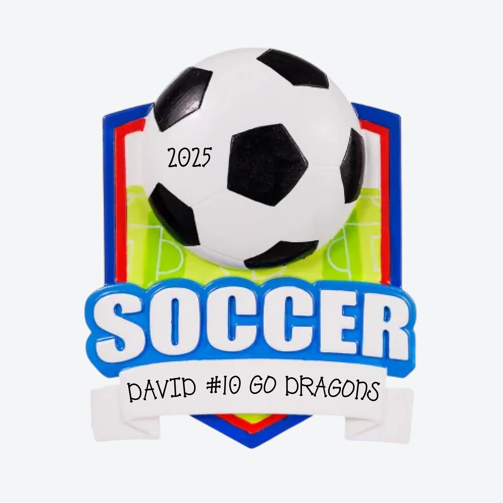 New Soccer Shield Personalized Christmas Ornament