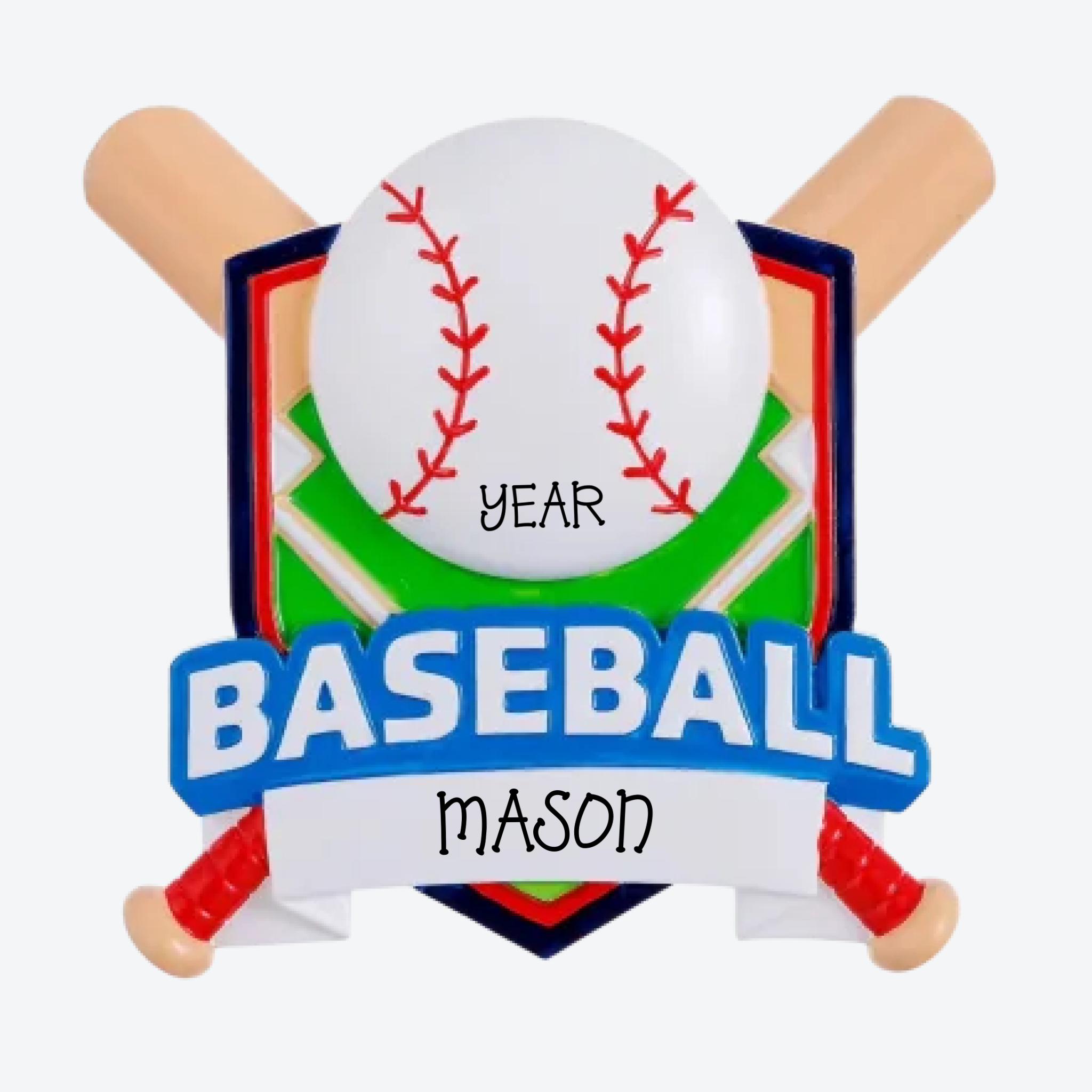 New Baseball Shield Personalized Christmas Ornament
