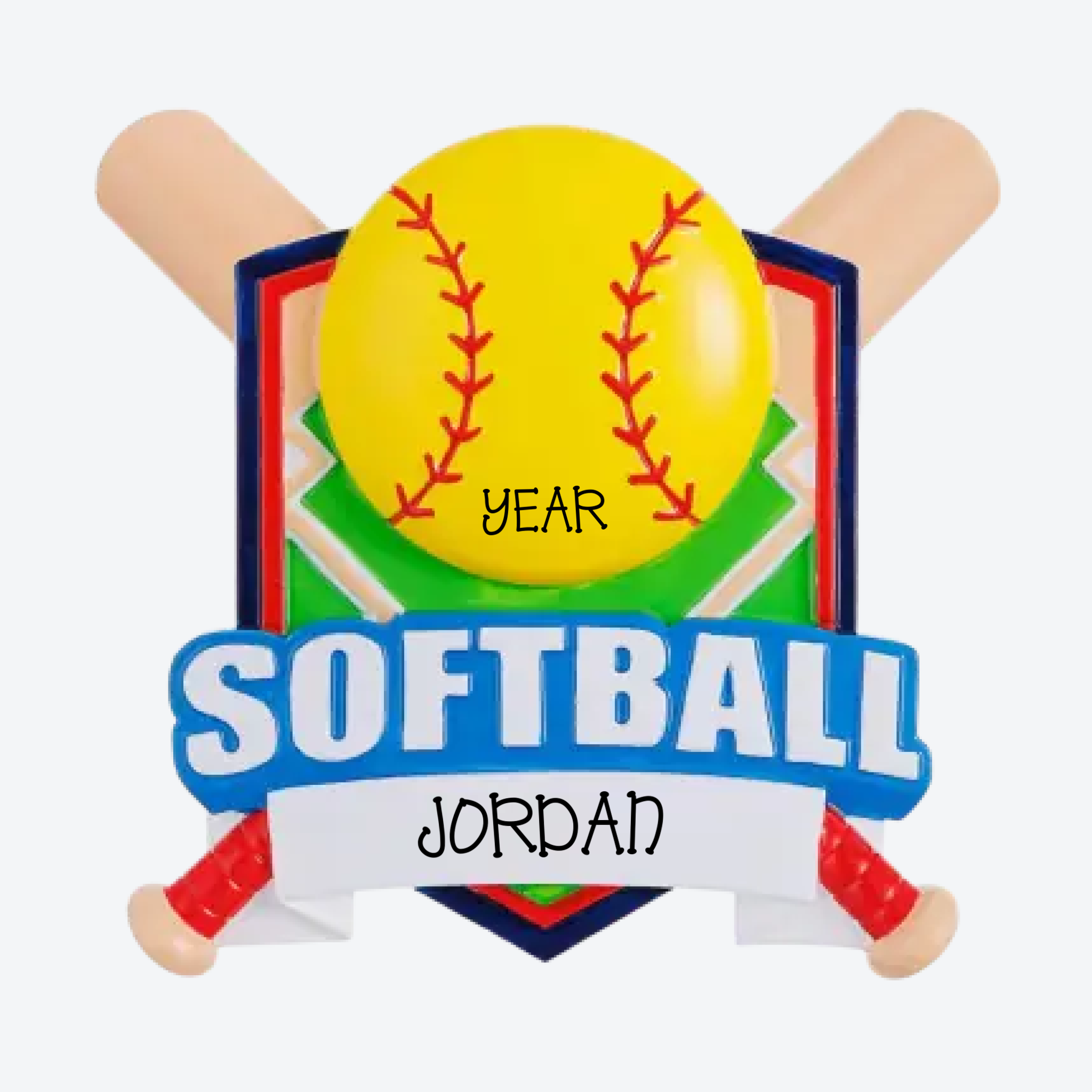 Softball Shield Personalized Christmas Ornament