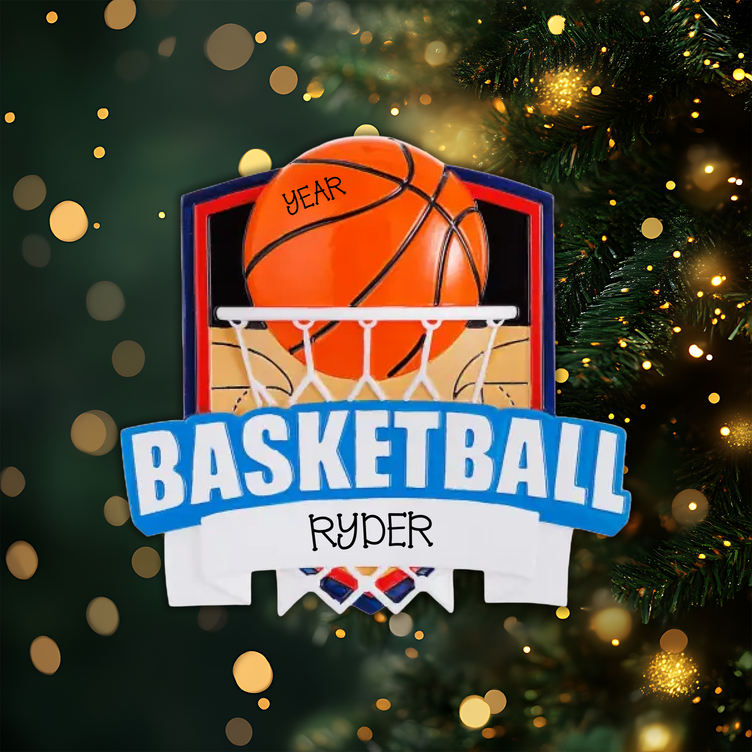 New Basketball Shield Personalized Christmas Ornament