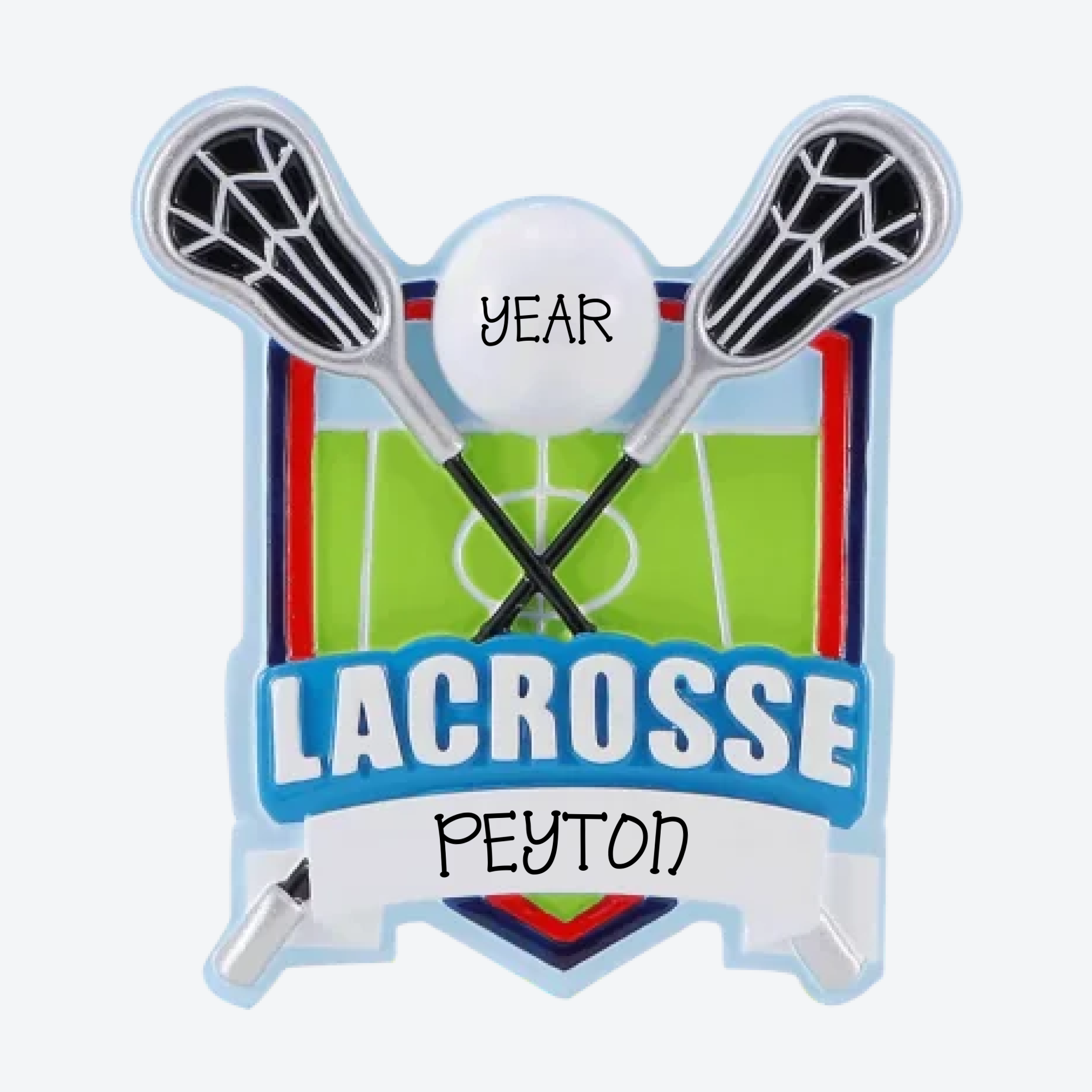 Lacrosse Shield Personalized Christmas Ornament