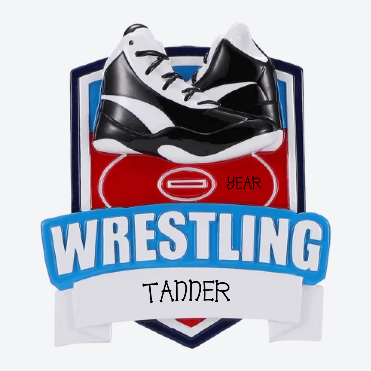 New Wrestling Shield Personalized Christmas Ornament