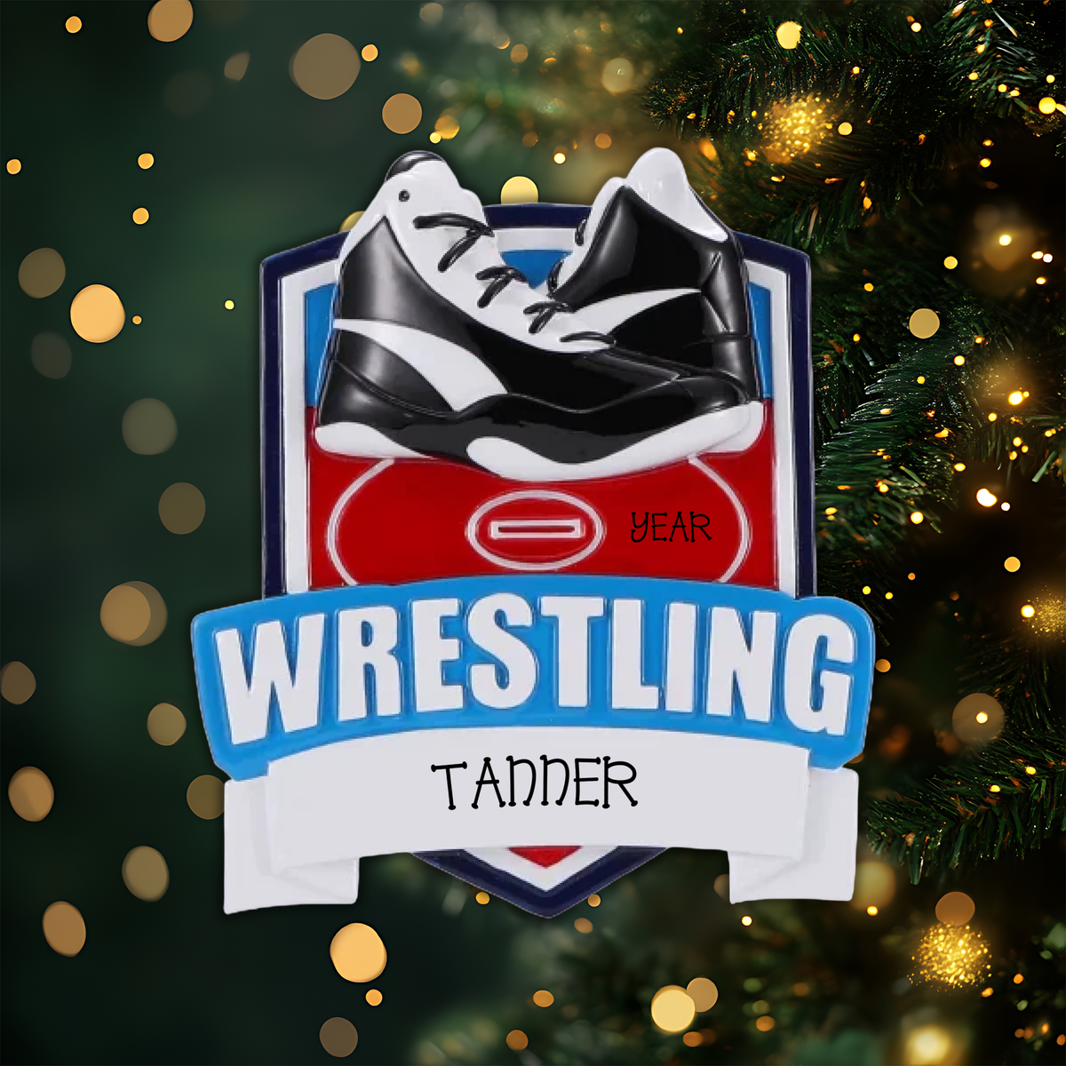 New Wrestling Shield Personalized Christmas Ornament