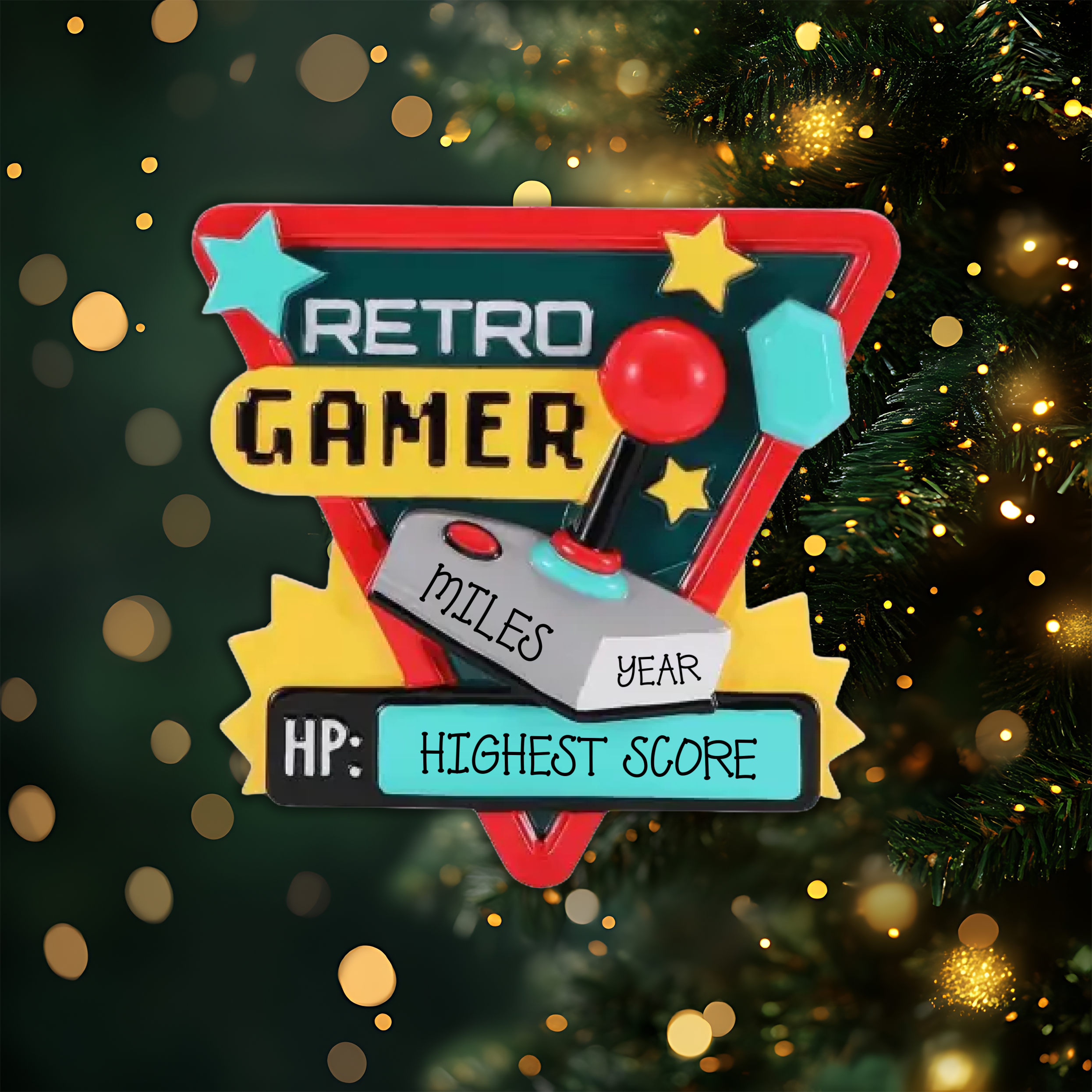 Retro Gamer Personalized Christmas Ornament