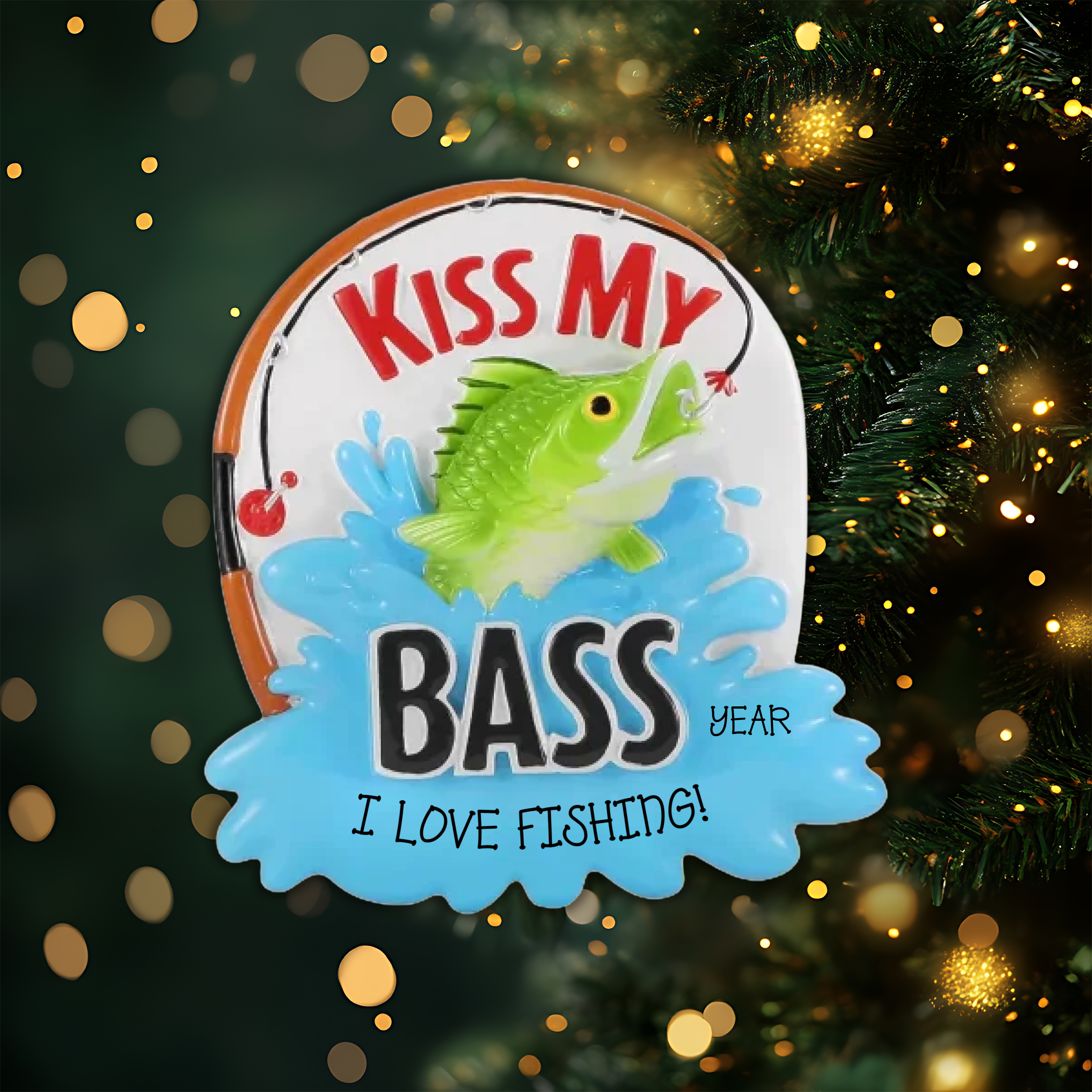 Kiss My Bass Personalized Christmas Ornament