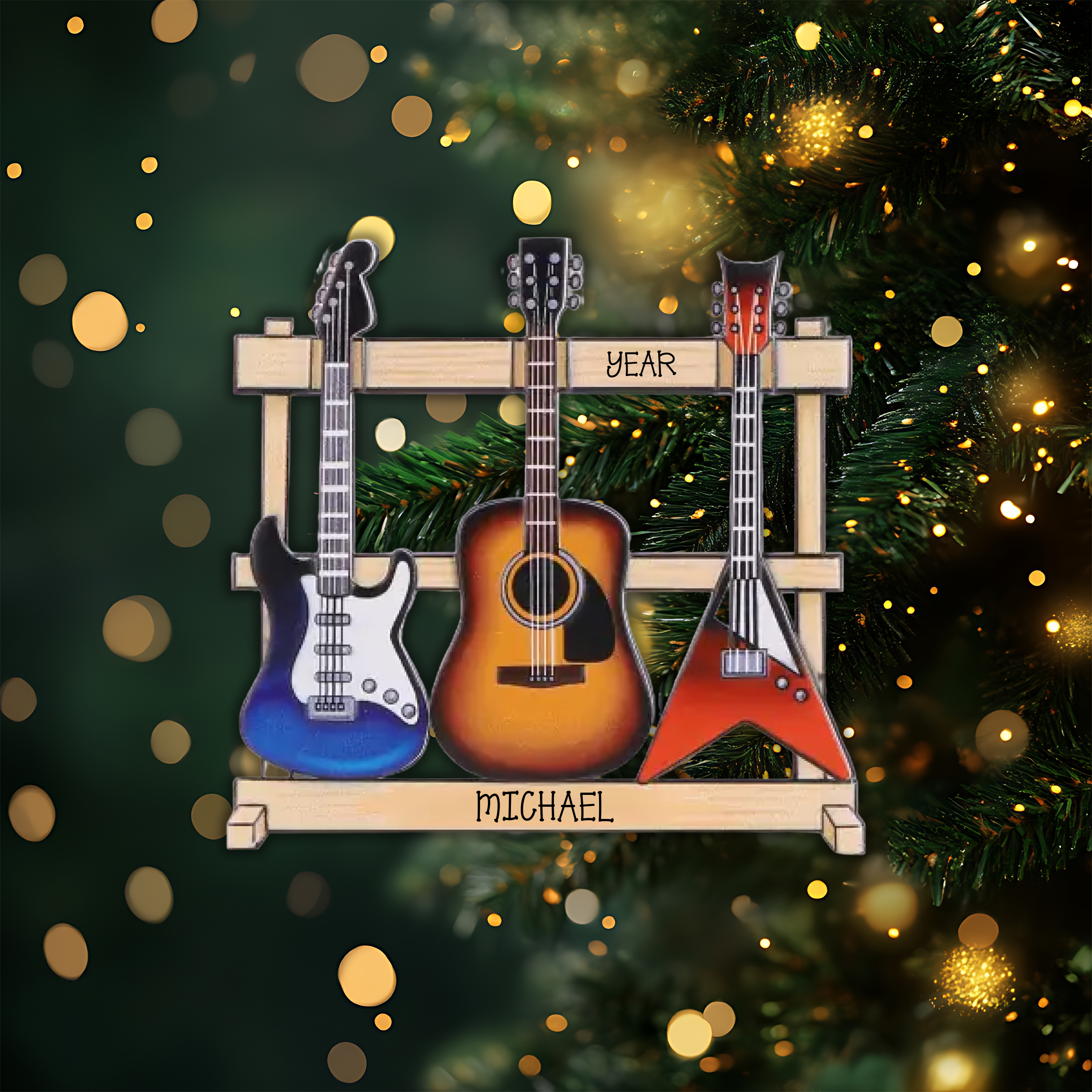 Guitars & Stand Personalized Christmas Ornament
