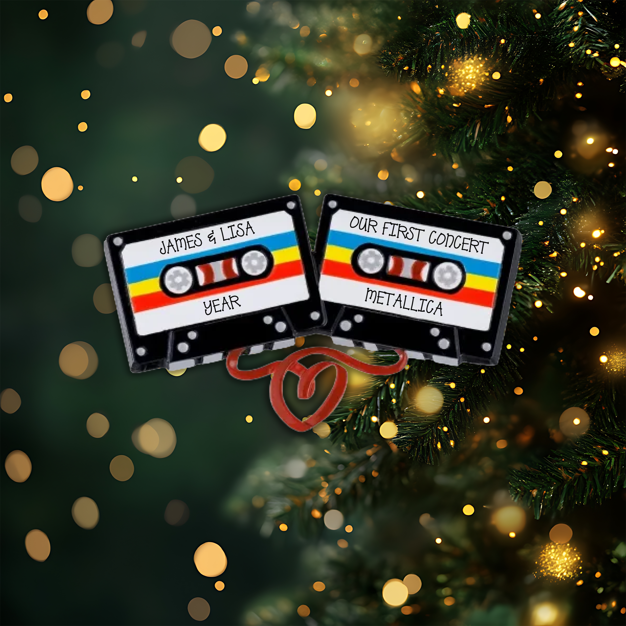 Cassette Couple Personalized Christmas Ornament