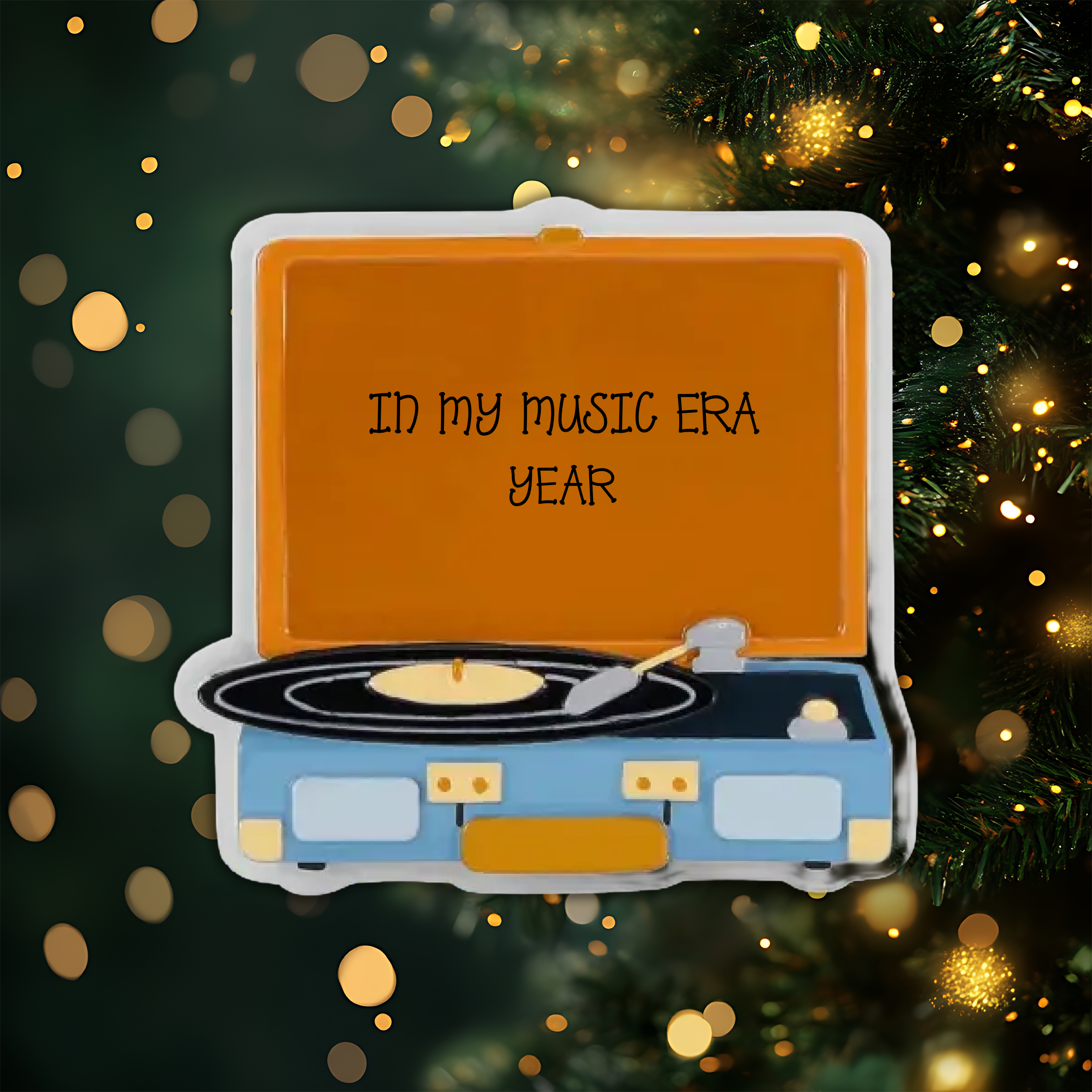 Vintage Record Player Personalized Christmas Ornament