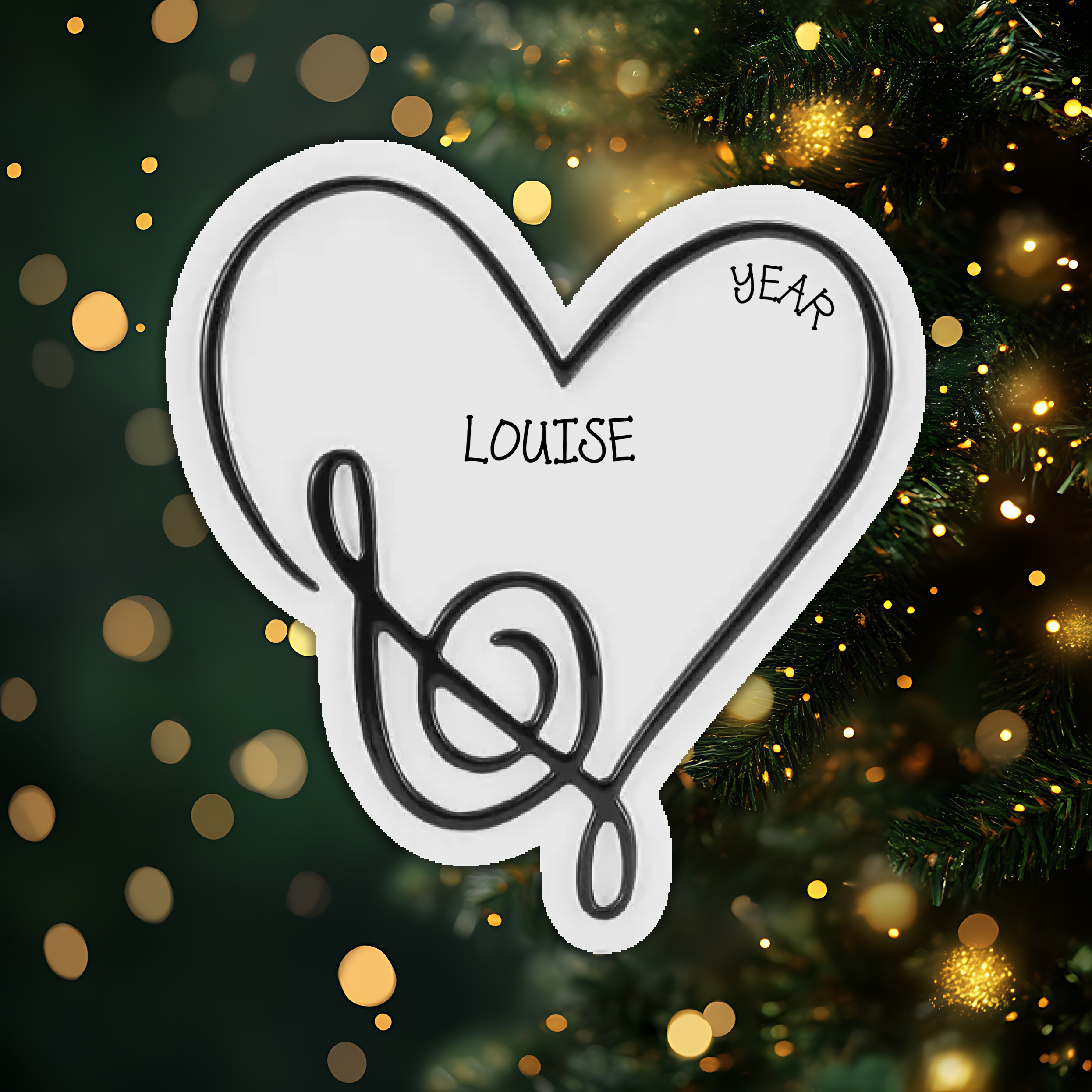 Music Note Heart Personalized Christmas Ornament