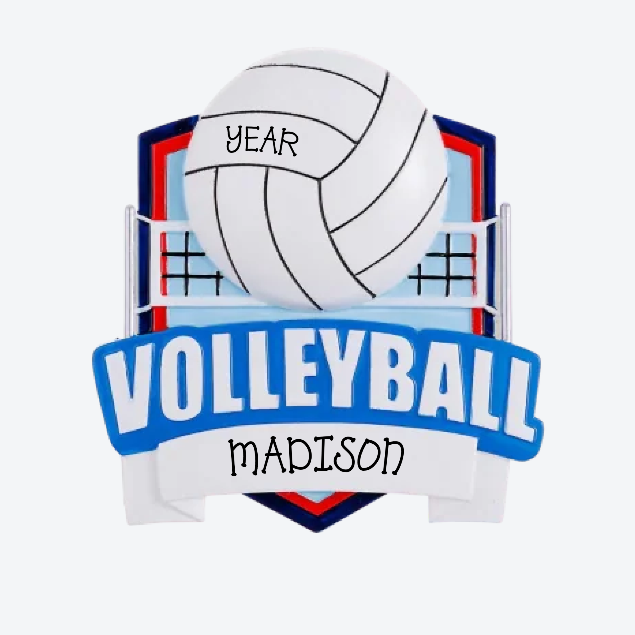 New Volleyball Sheild Personalized Christmas Ornament