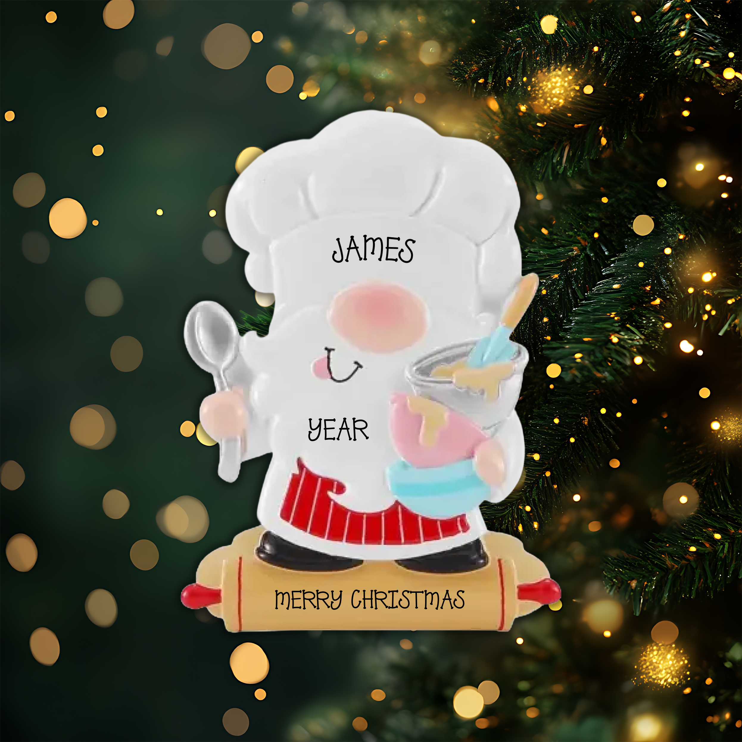 Gnome Cook Personalized Christmas Ornament