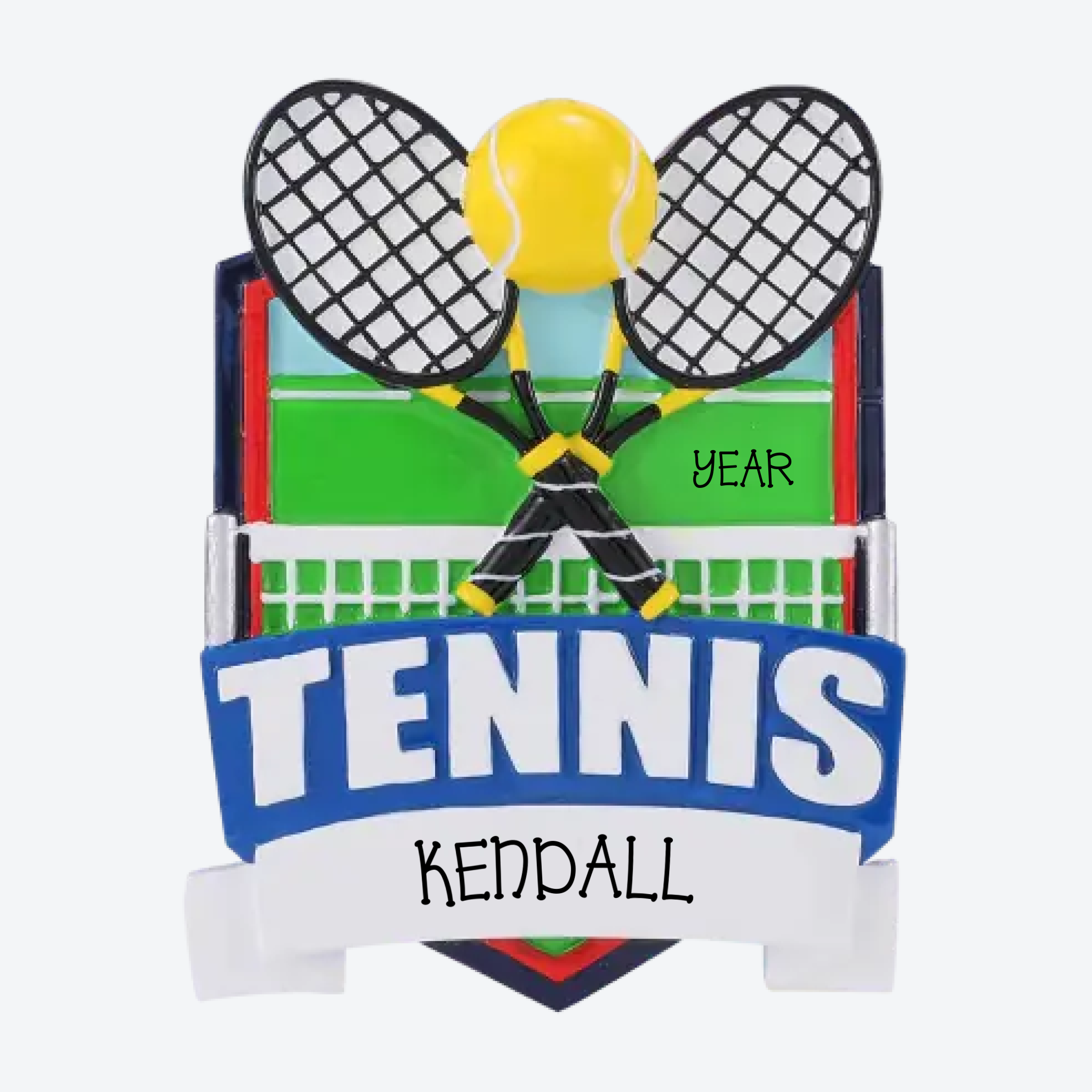 Tennis Shield Personalized Christmas Ornament