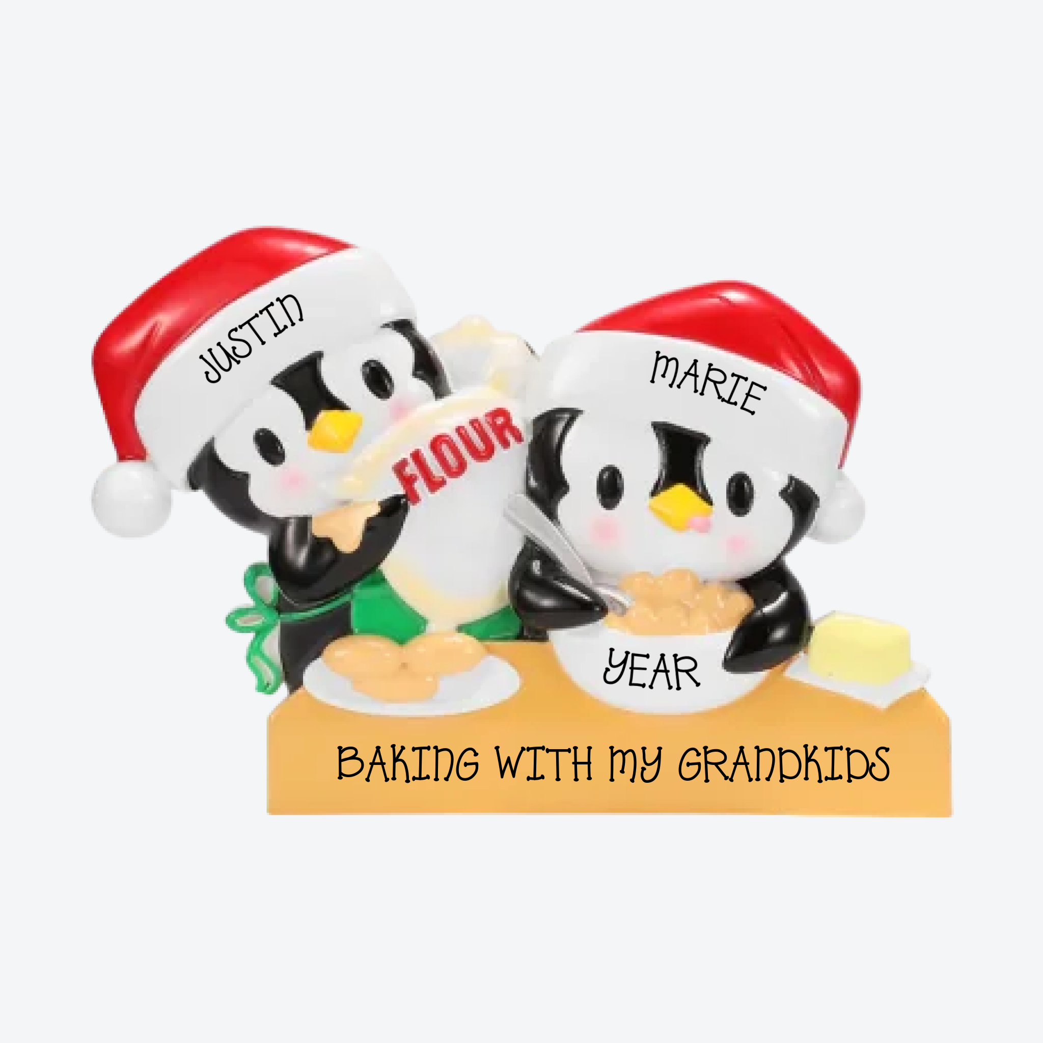 Penguin Baking Couple Personalized Christmas Ornament